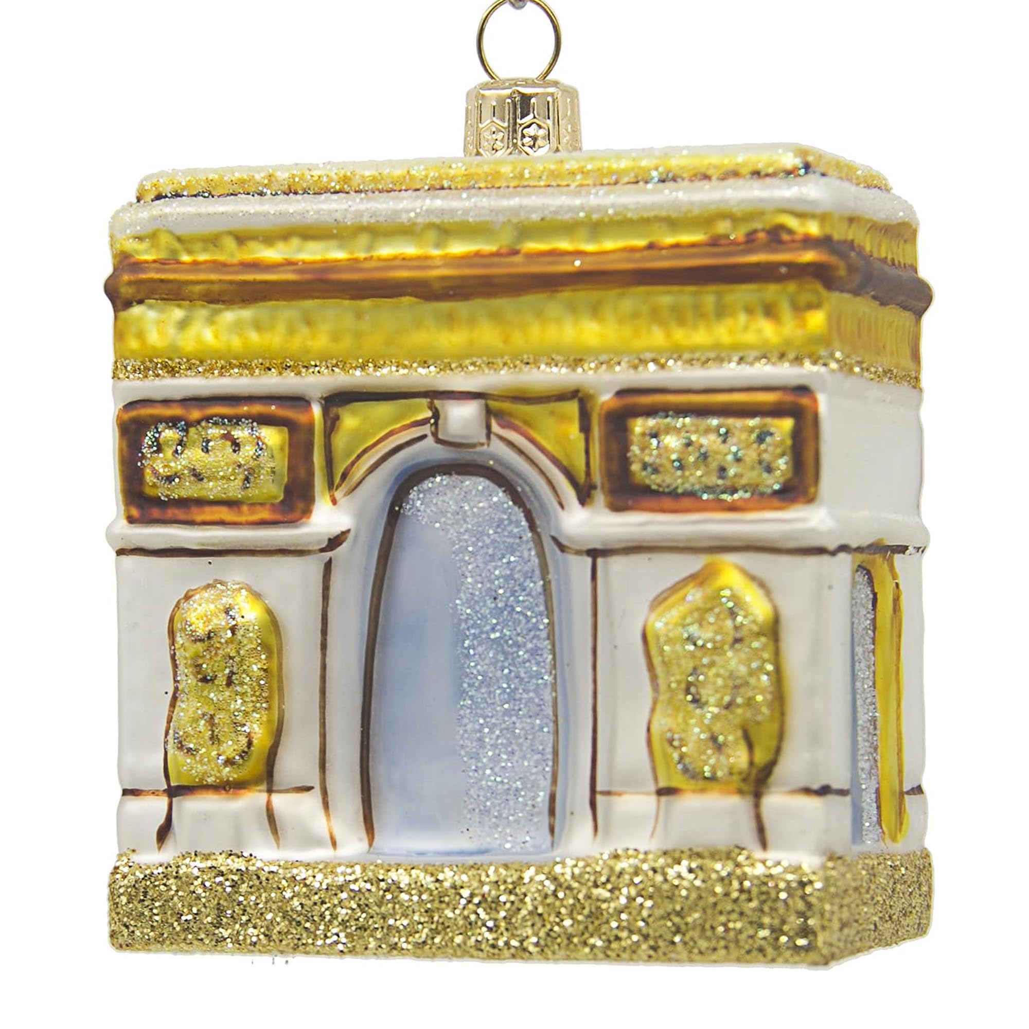 CDL 4" Arch Of Triumph Mouth Glass Blown Traditional/Glitter Christmas Glass Tree Ornament Paris Souvenir/Gifts Travel Memorabilia G51