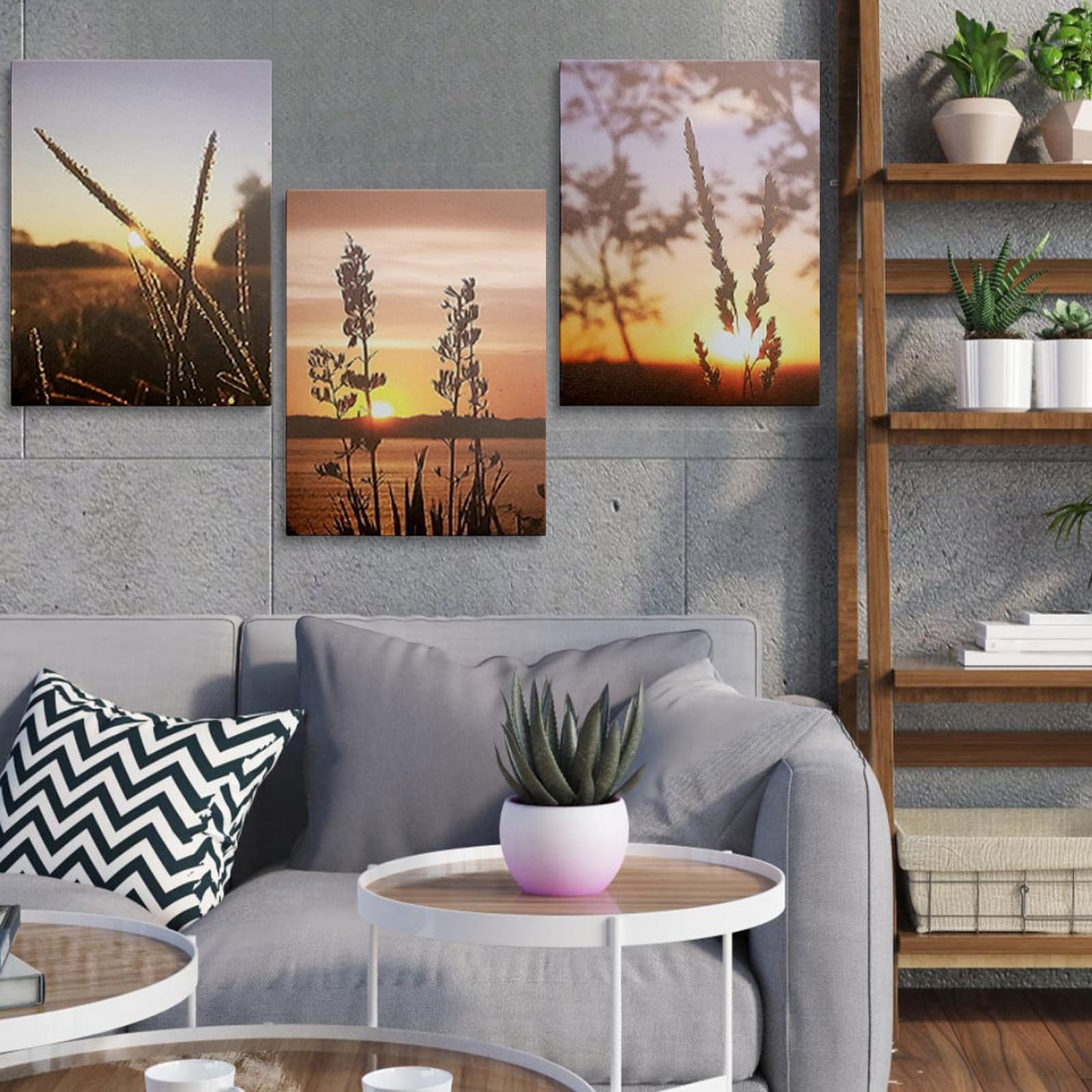 EGJEPWFH Lake Landscape Nature Abstract- Living Room Nature Botanical Painting Posters Modern Minimalist Canvas Artwork Decor(75x110cmx3/NO frame)