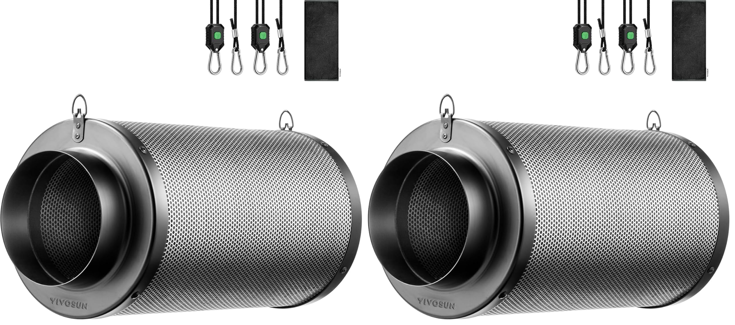 VIVOSUN 6" Pro Carbon Filter &amp; Pre-Filter 455 CFM for Inline Fan, Black (Pack of 2)
