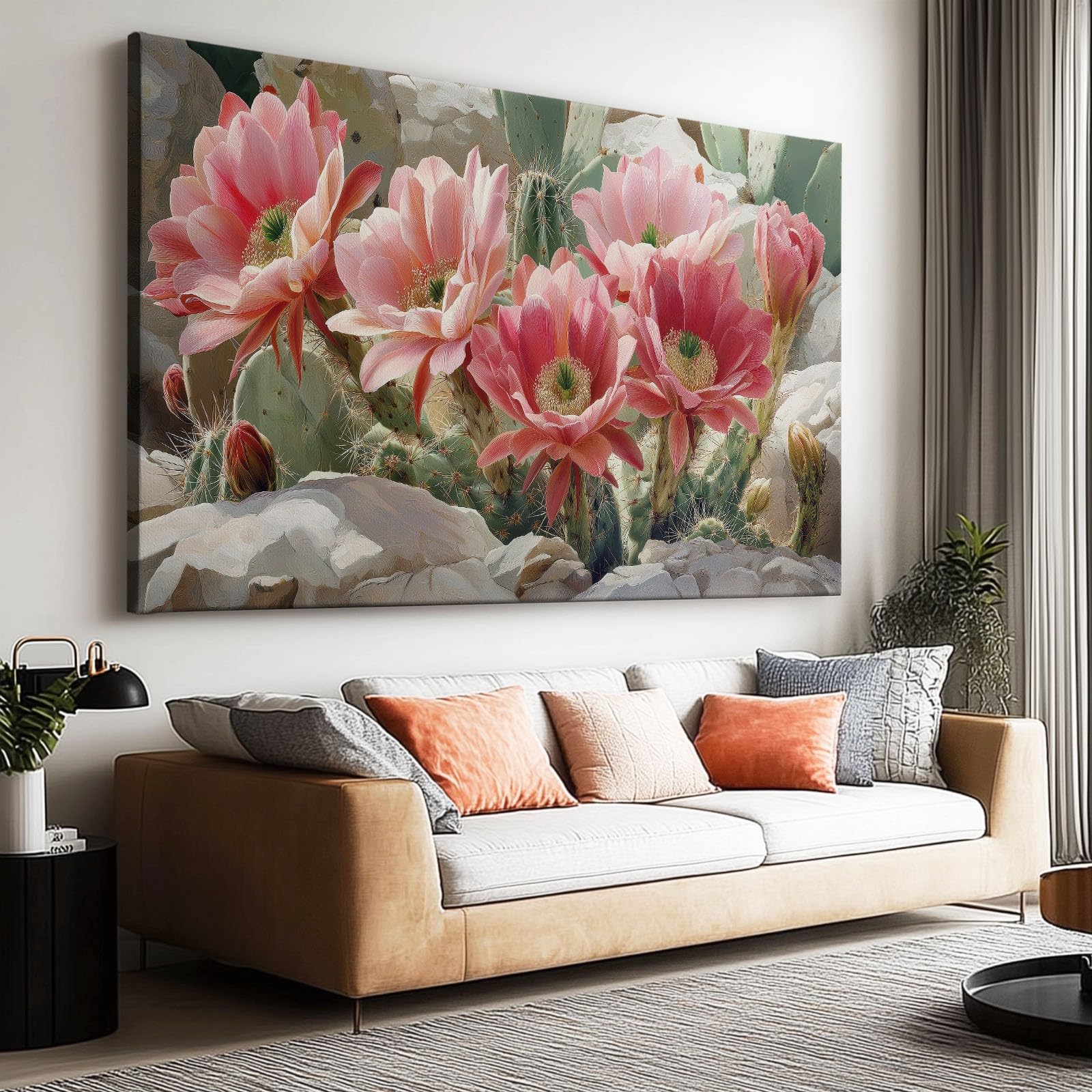 Generico Wydruki na płótnie sztuka 3D rośliny kaktus kwiaty 140 x 70 cm nowoczesne obrazy z ramą, plakat ścienny do dekoracji salonu, sypialni, przedpokoju i łazienki