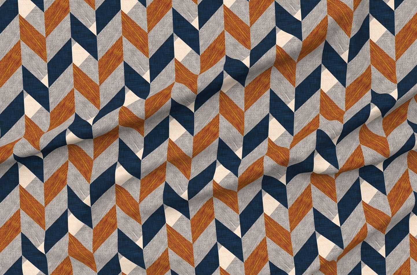 Spoonflower Fabric - Large Chevron Southwestern Western Man Woodgrain Herringbone Bohemian Printed on Organic Cotton Sateen Fabric by The Yard - Sewing Quilting Apparel Home Decor