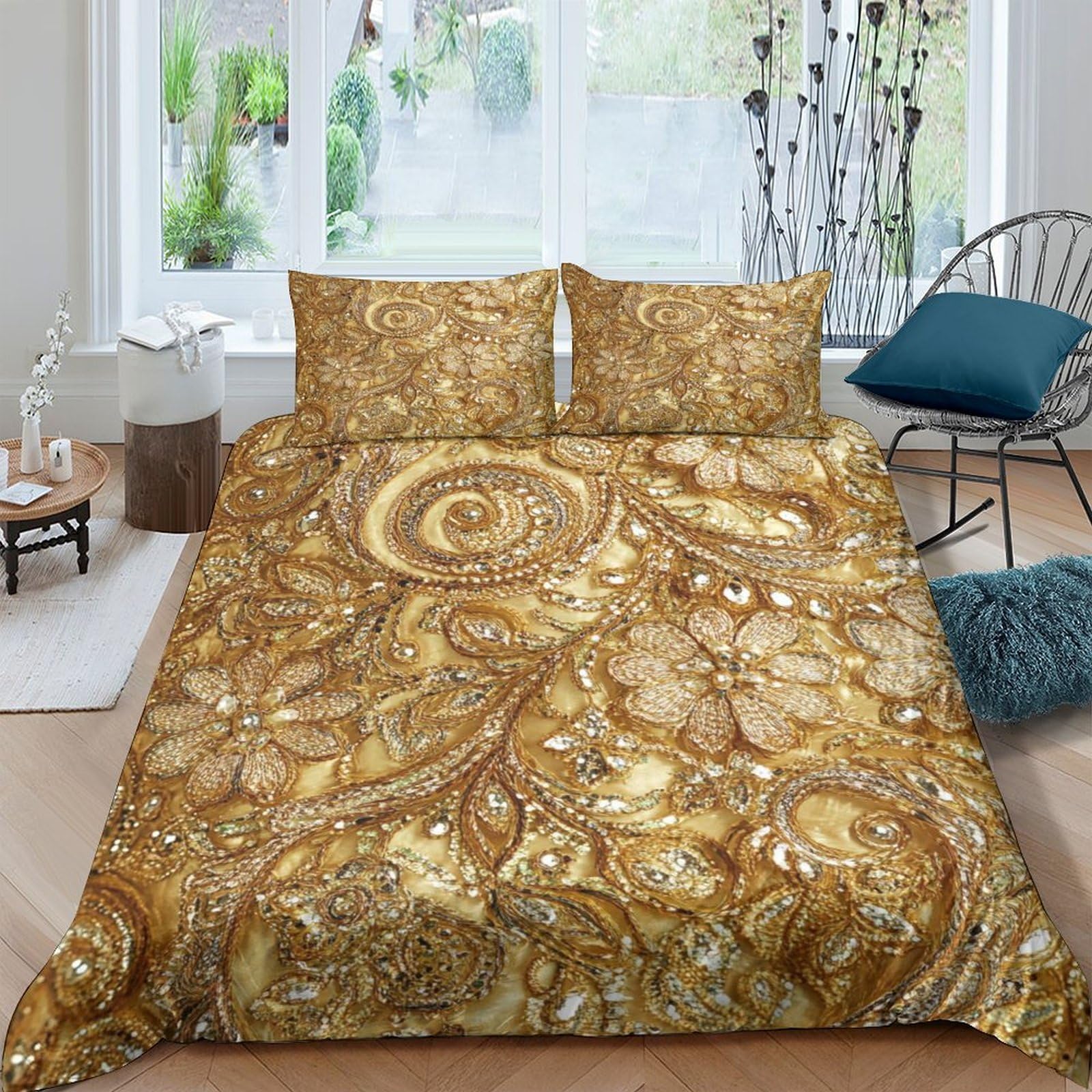 Ctjqhvkz Style-5 3D Printed Golden Marble Fitted Sheet Microfiber Soft Abstract Spiral Mattress Cover For Bedroom Guest Room Decor Single（135X200cm）