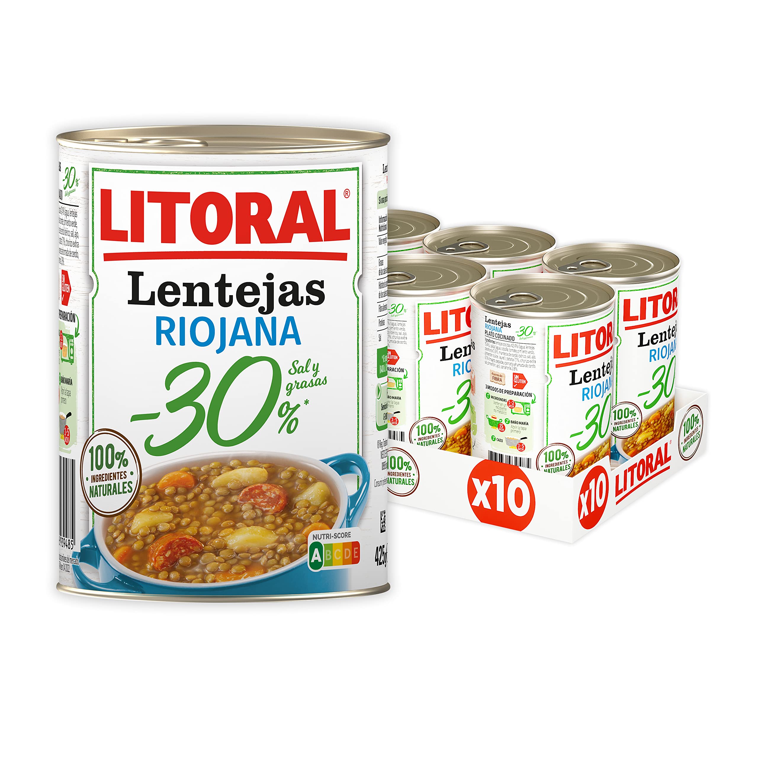 Litoral Cocido Madrileño -30% Sal y Grasa - Plato Preparado Sin Gluten - Pack de 10x425g - Total: 4.25kg — view 6