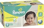 Diapers Size 5 - Pampers Swaddlers Disposable Baby Diapers, 120 Count, Economy Pack Plus