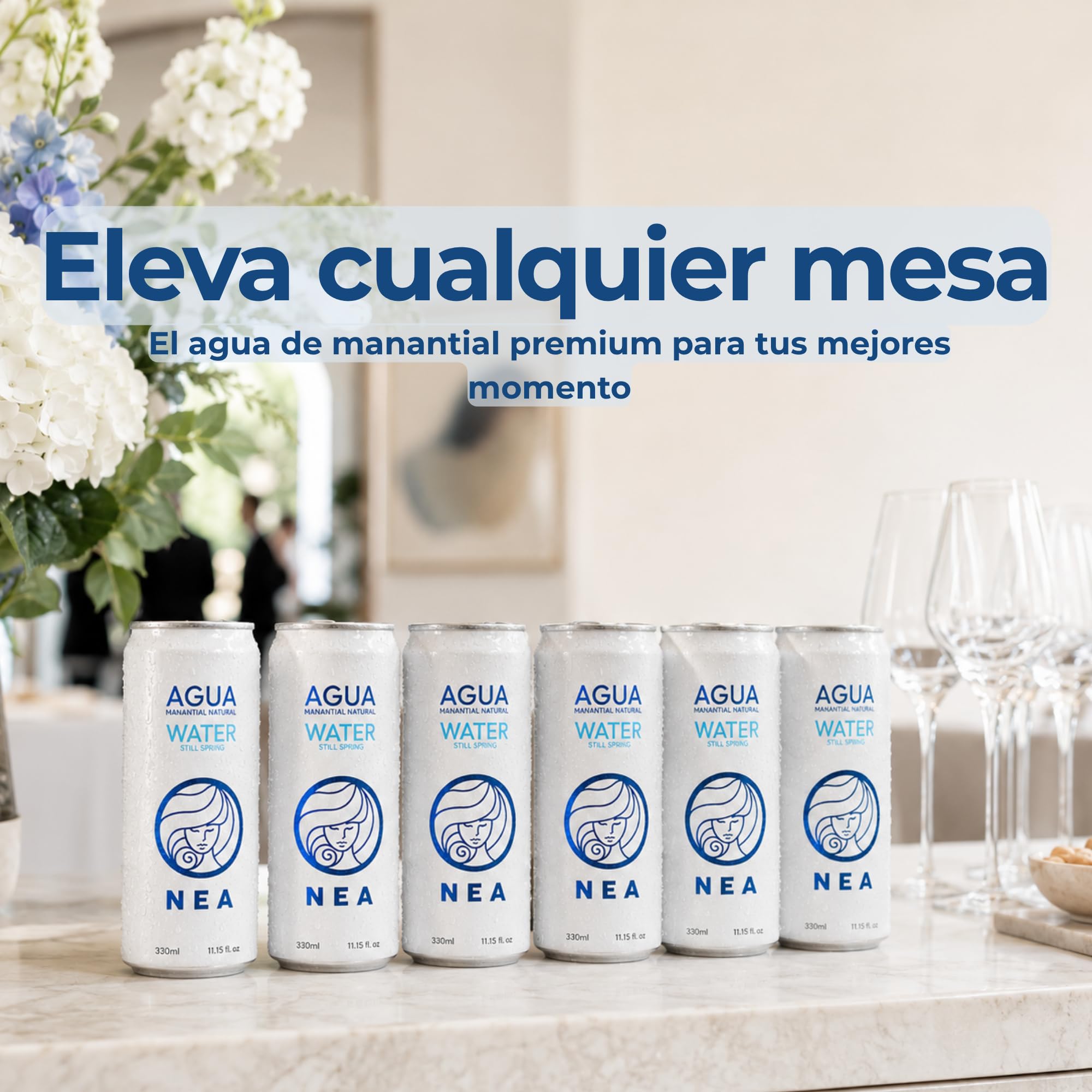 NEA Agua de Manantial en Lata - Manantial Alpes Austríacos - Pack 24 Latas 33cl - Aluminio Sin Plástico BPA Free - Sin Retrogusto Metálico - Hidratación Responsable