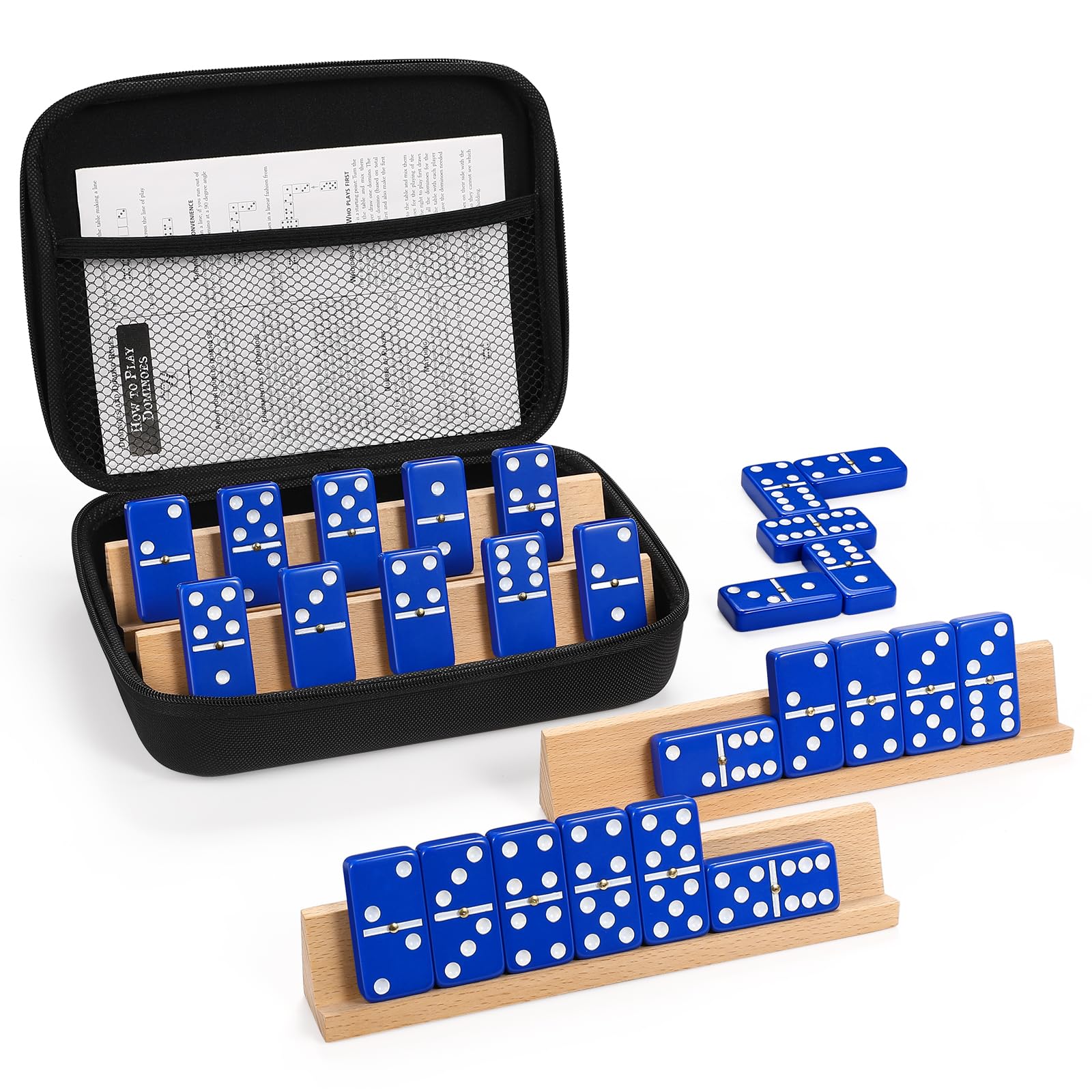 Amazon.com: Jumbo Dominos Set for Adults with 4 Wooden Racks/Trays
