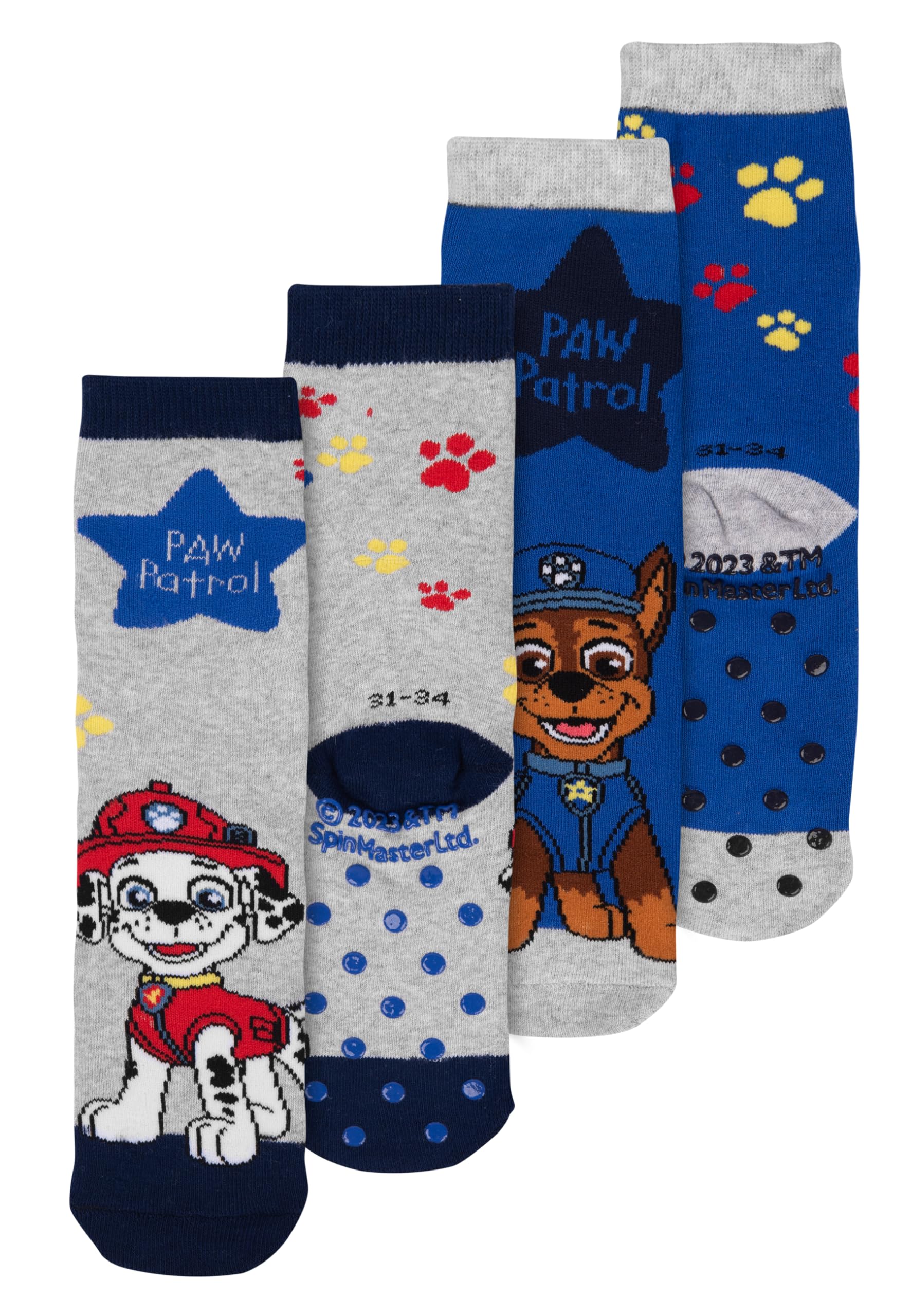 United Labels Paw Patrol - Calcetines antideslizantes para niños, diseño de la Patrulla Canina, color azul y gris (2 unidades)