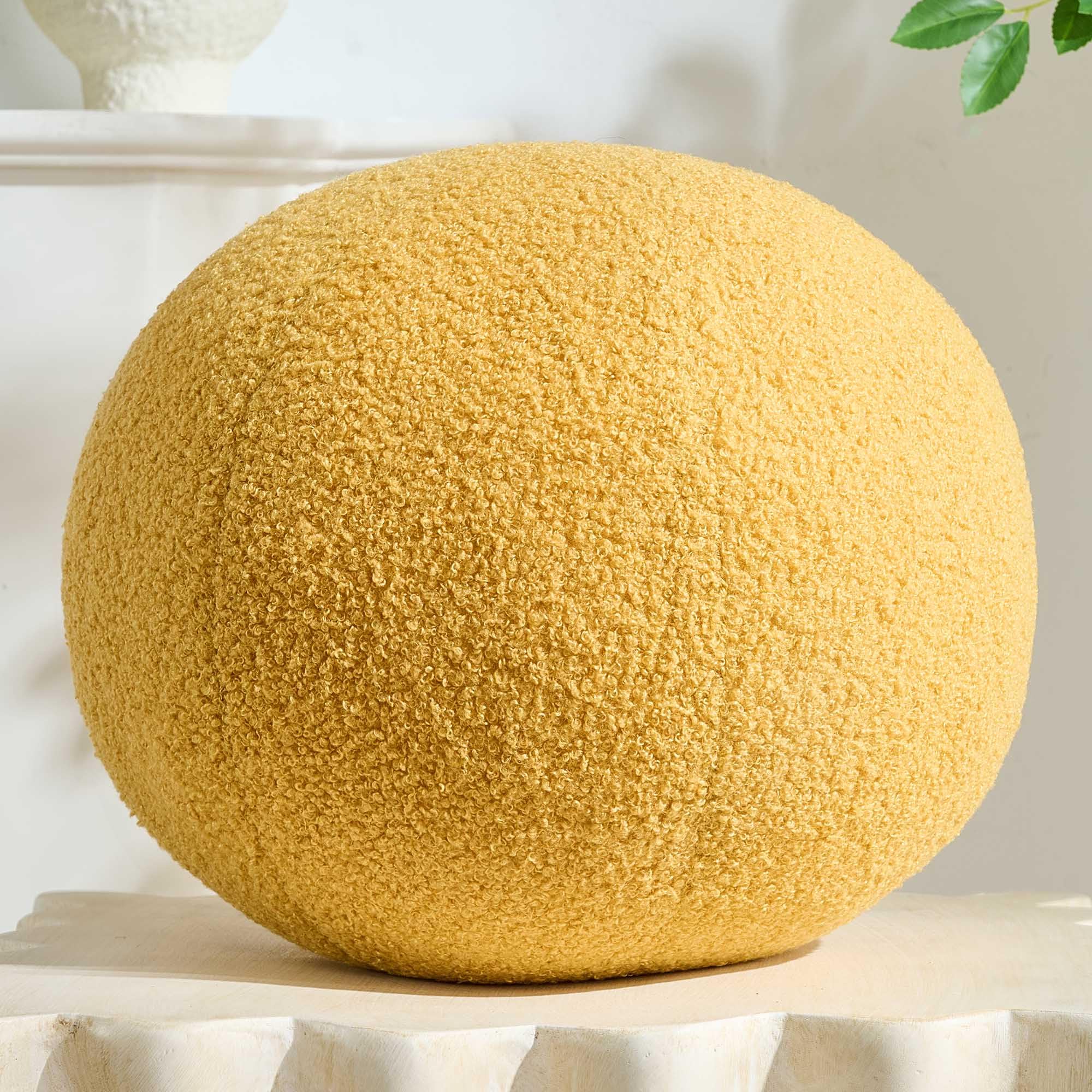 Gerlisay Almohada de Bola Redonda nórdica de 11.8 Pulgadas, Almohada Redonda con Forma de Esfera, Almohada Decorativa Redonda para sofá, recámara (Amarillo) - Amarillo