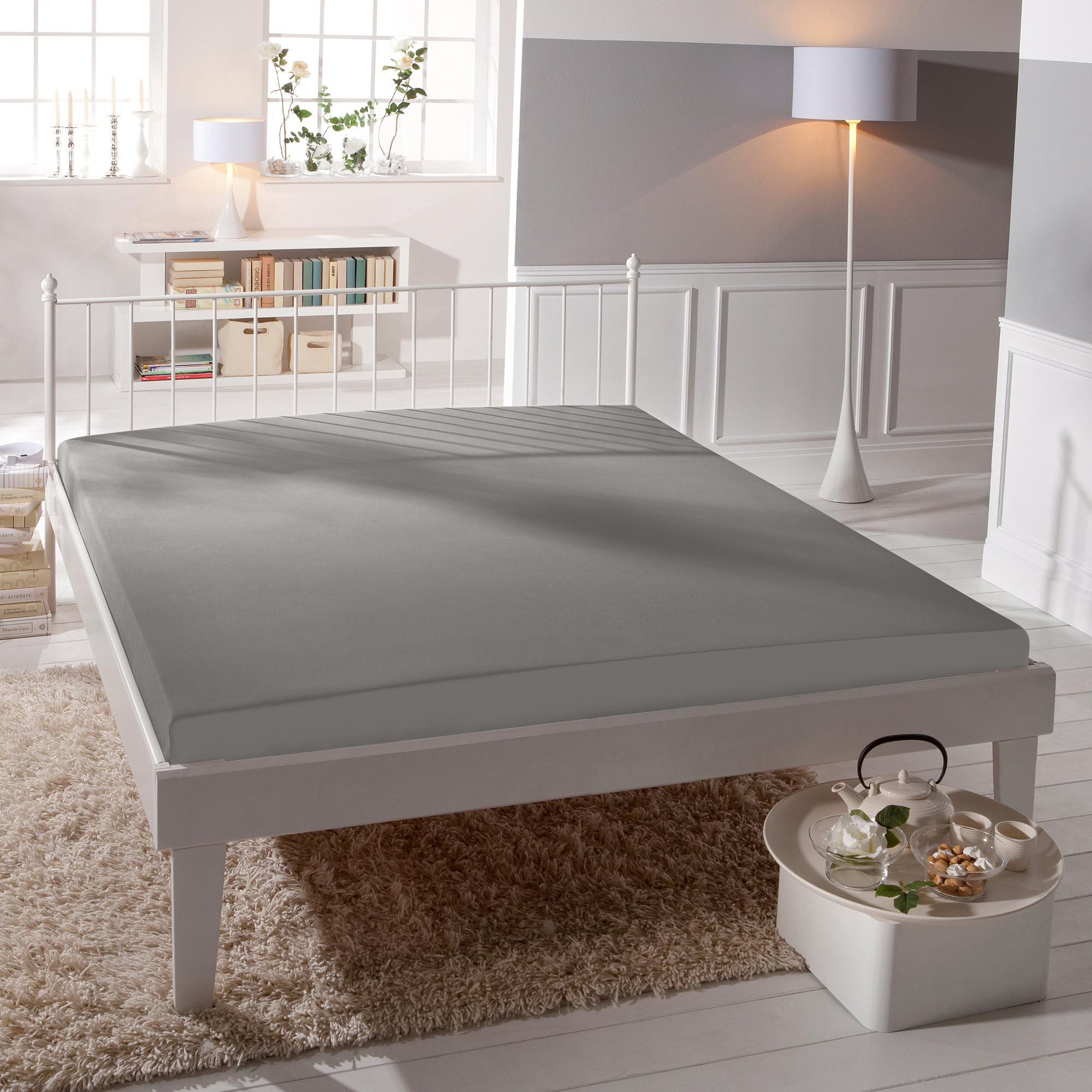 Estella Spannbettlaken Mako-Feinjersey Platin Größe 180x200 cm - 200x200 cm