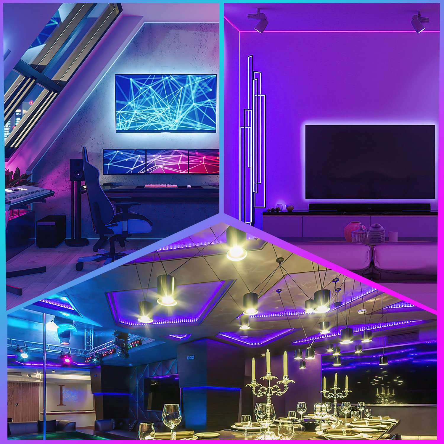 Zestaw taśm LED z profilem aluminiowym – 10 x 1 m kanały LED w kształcie litery V do taśmy LED 11 mm wraz z mlecznobiałą pokrywą, zaślepkami, klipsami montażowymi i łącznikami narożnymi