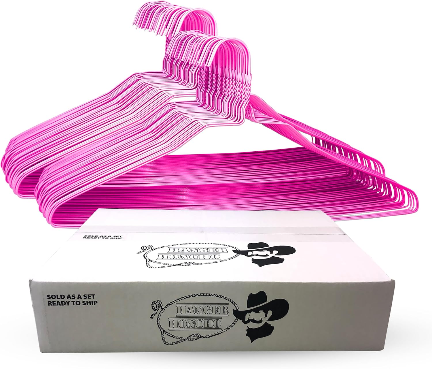 50 Pink Metal Wire Hangers - 18 Inch Thin, Lightweight, Bendable, Standard Dry Cleaner Coated Steel Hangers in Bulk