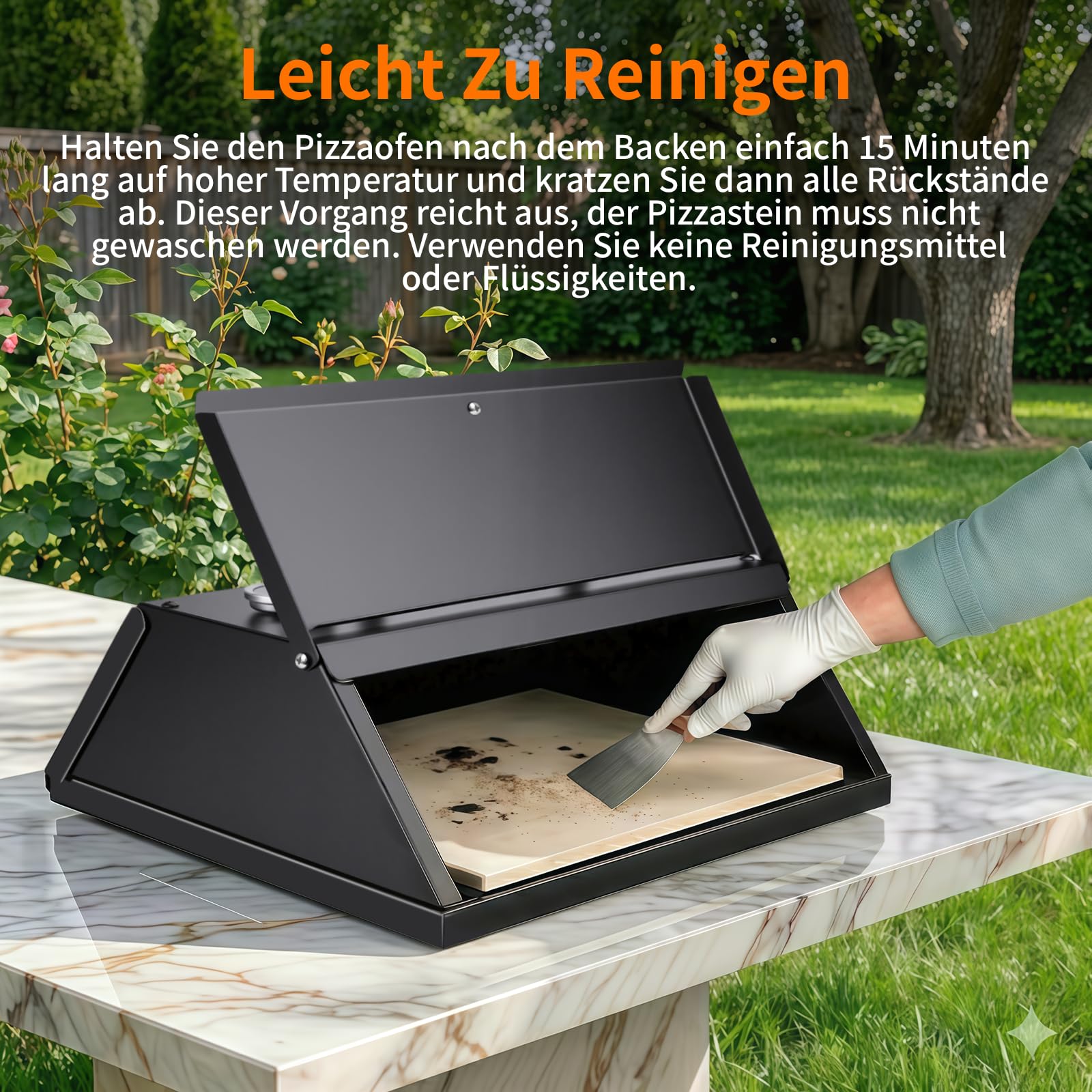 Pizzaofen Stahl Pizzaaufsatz mit Pizzastein BBQ-Pizzaofen Temperaturanzeige 40.3 x 36 x 22 cm