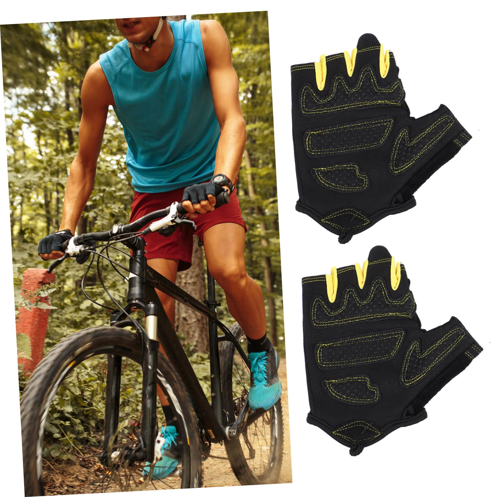 PACKOVE 3paia Guanti Da Ciclismo Antiscivolo Mezza Dita Per Sport All Aperto Guanti Fitness Traspiranti Regolabili e Resistenti Per Escursionismo Ciclismo e Sollevamento Pesi