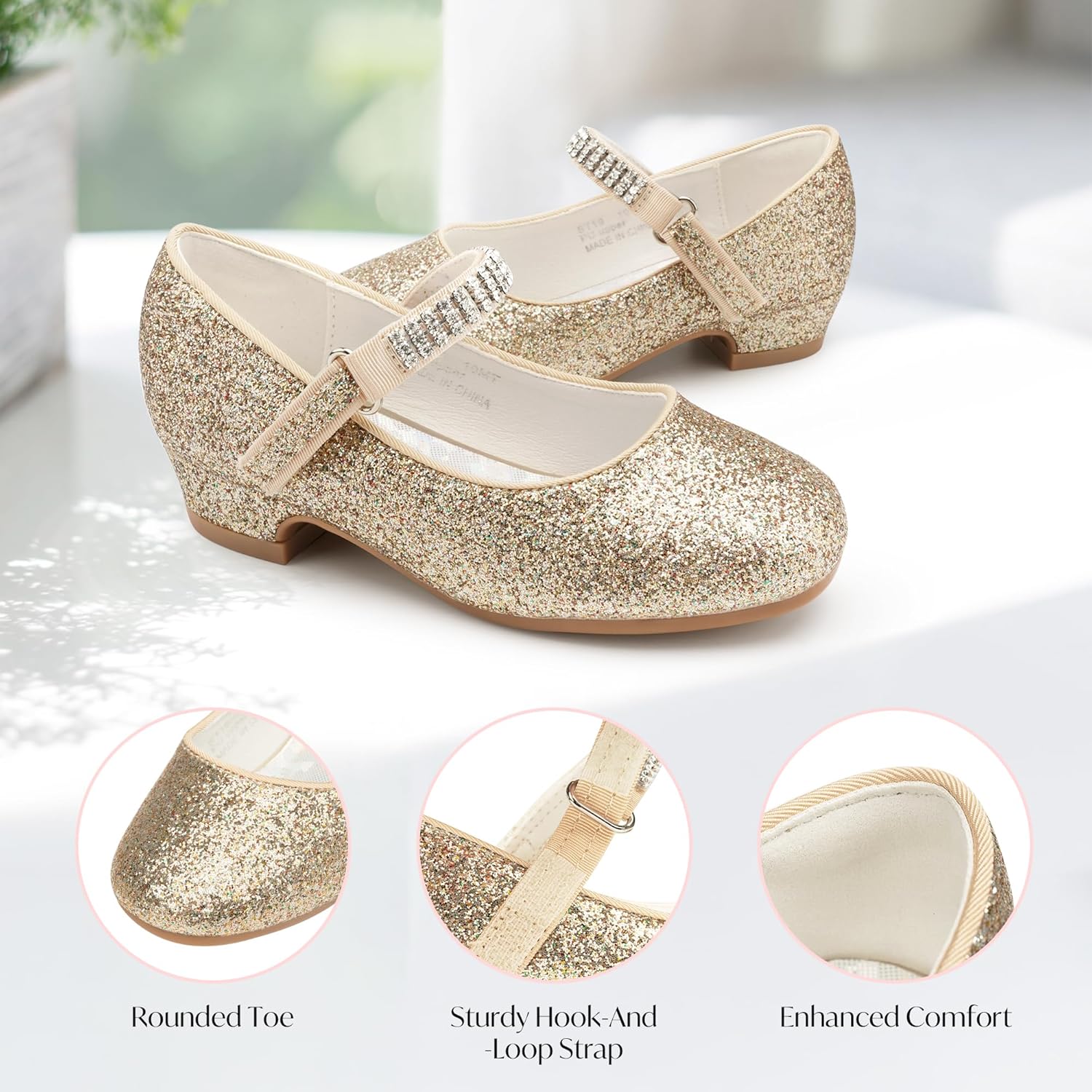 Stelle Girls Mary Jane Dress Shoes Low Heel Glitter Patent Bow Kids Party Wedding Flower Girl School Shoes(Toddler/Little/Big Kid) - Image 4