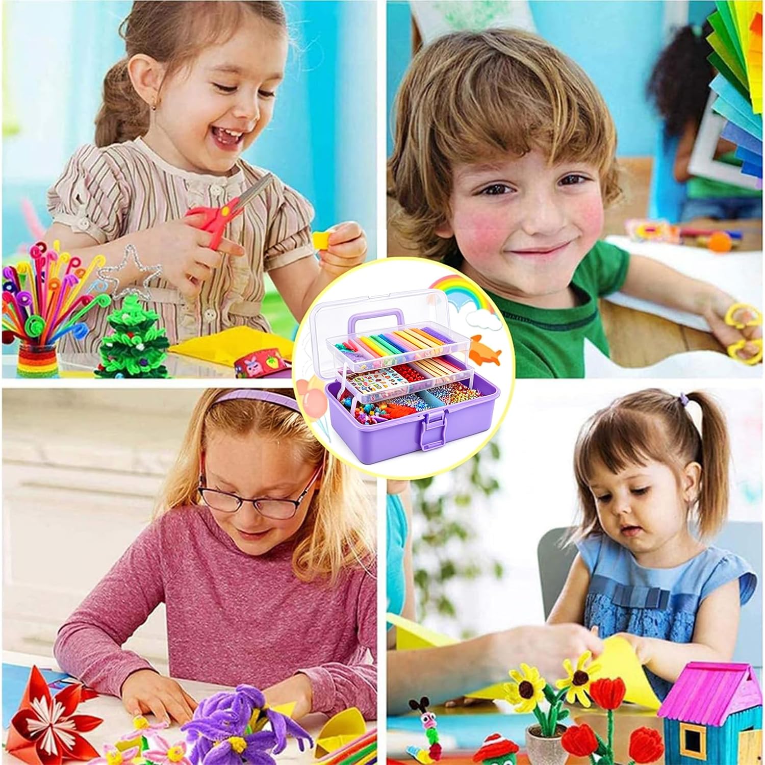 Gutenguy Juego de 3200 piezas de manualidades para niños de 4, 5, 6, 7, 8, 9, 10, 11, 12 años, todo en uno, bricolaje, manualidades, jardín de infantes, hogar, escuela, arte y manualidades, juguetes