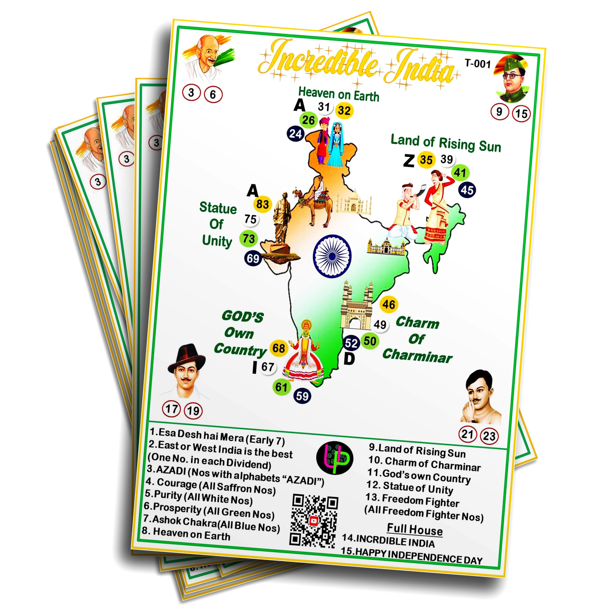 UltPult Tambola Independence Day Tambola Tickets - Incredible India Edition, Festive Housie Bingo Cards with Patriotic Designs, in English (Set of 15 Tickets) (B0C1QL7S6W) Amazon Price History, Amazon Price Tracker