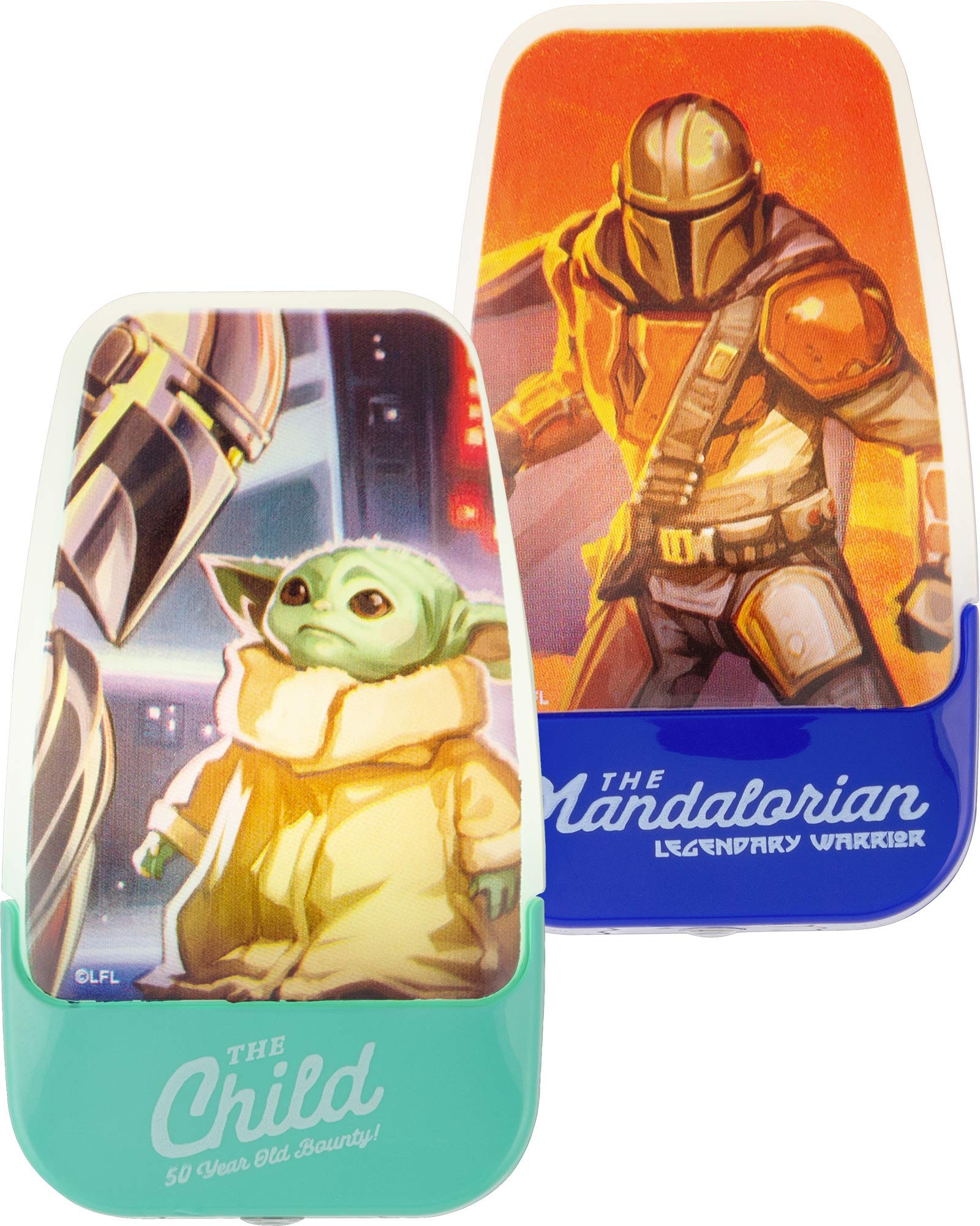 STAR WARS LED Night Light, Baby Yoda & The Mandalorian, Plug-in, Dusk to Dawn Sensor, Grogu, UL-Certified, Cute Nightlight for Kids, Bedroom, Bathroom, Hallway, Game Room, Gifts, 2 Pack, 56328