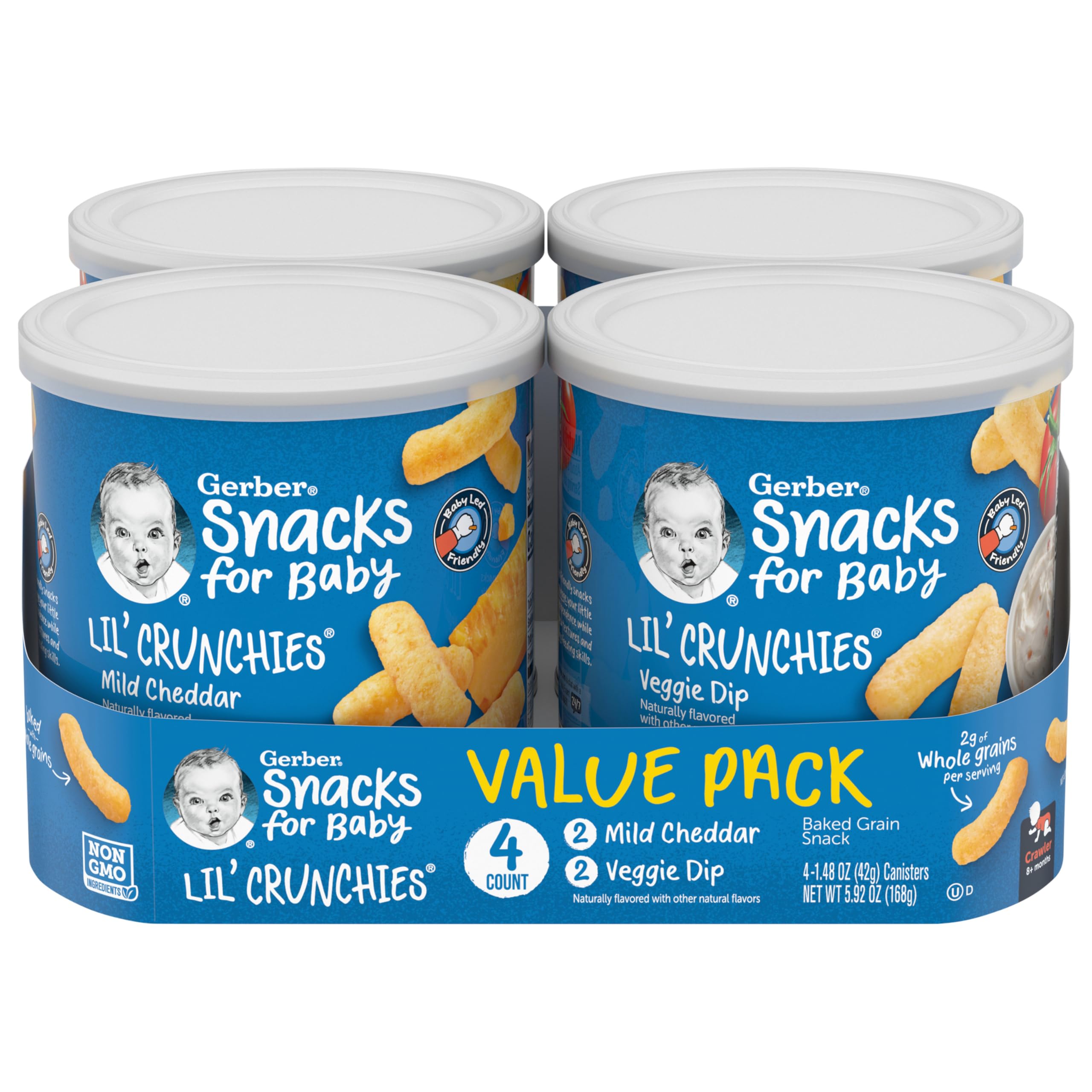GerberStage 3 Baby Food Snacks, Value Pack Lil’ Crunchies, Baby Led Feeding, 4PK