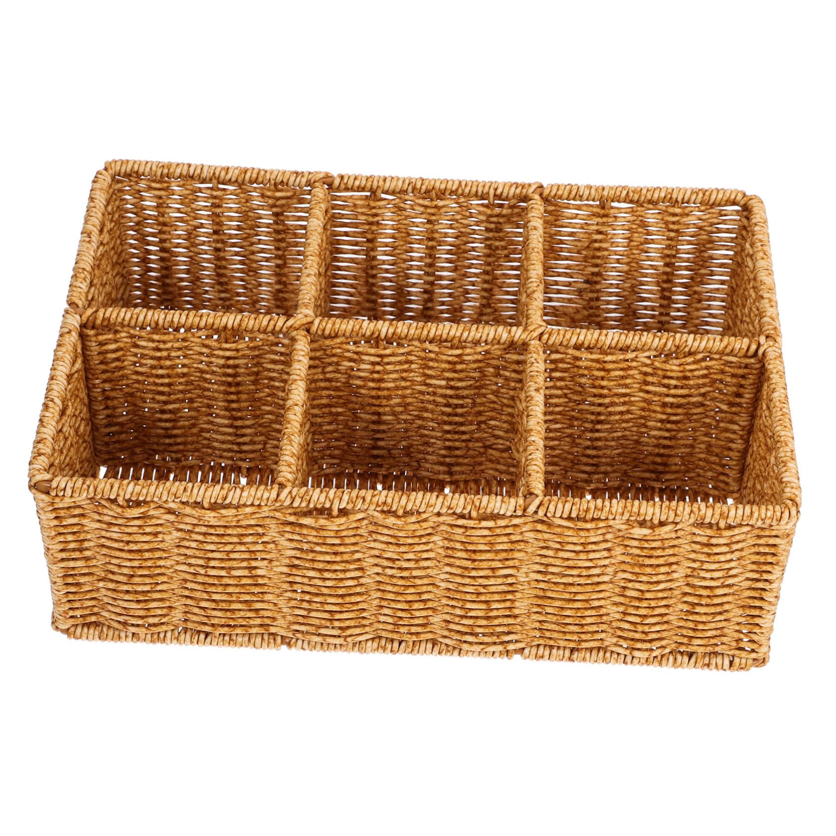 BESTYASH Cesta Organizadora de Cubiertos Separador para Cajón de Cocina de Ratán Sintético Plástico, Diseño Ahorra Espacio, Uso Práctico en Cocina
