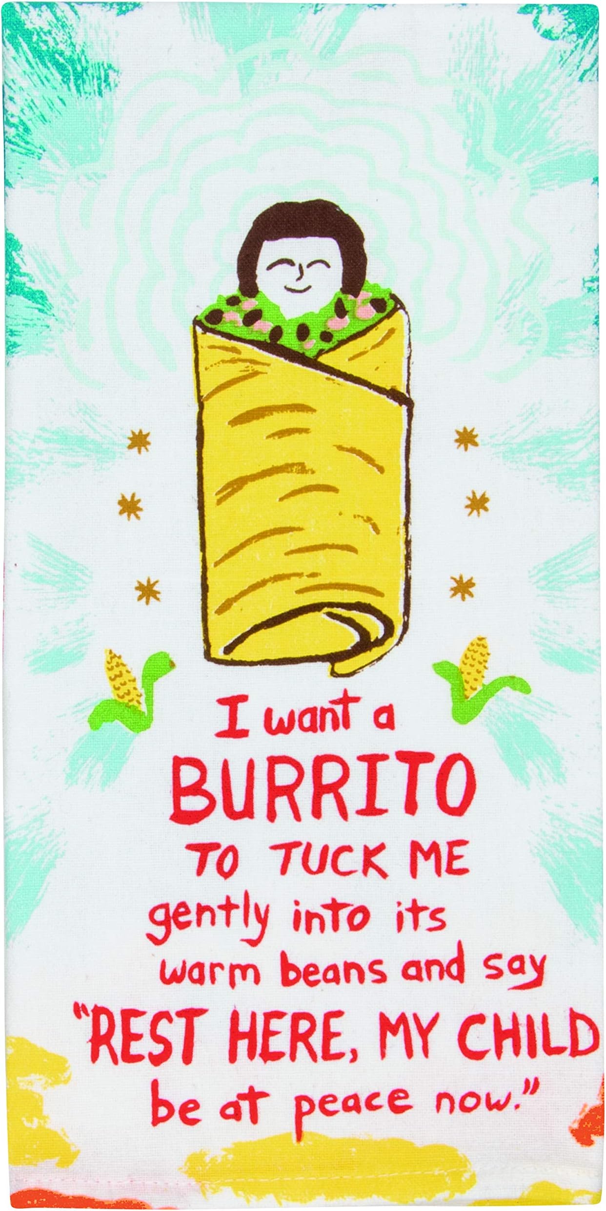 Blue Q Dish Towel, I Want a Burrito, Screen-Printed with Water-Based Inks, 100% Cotton, 28 by 21 Inches (WW338)