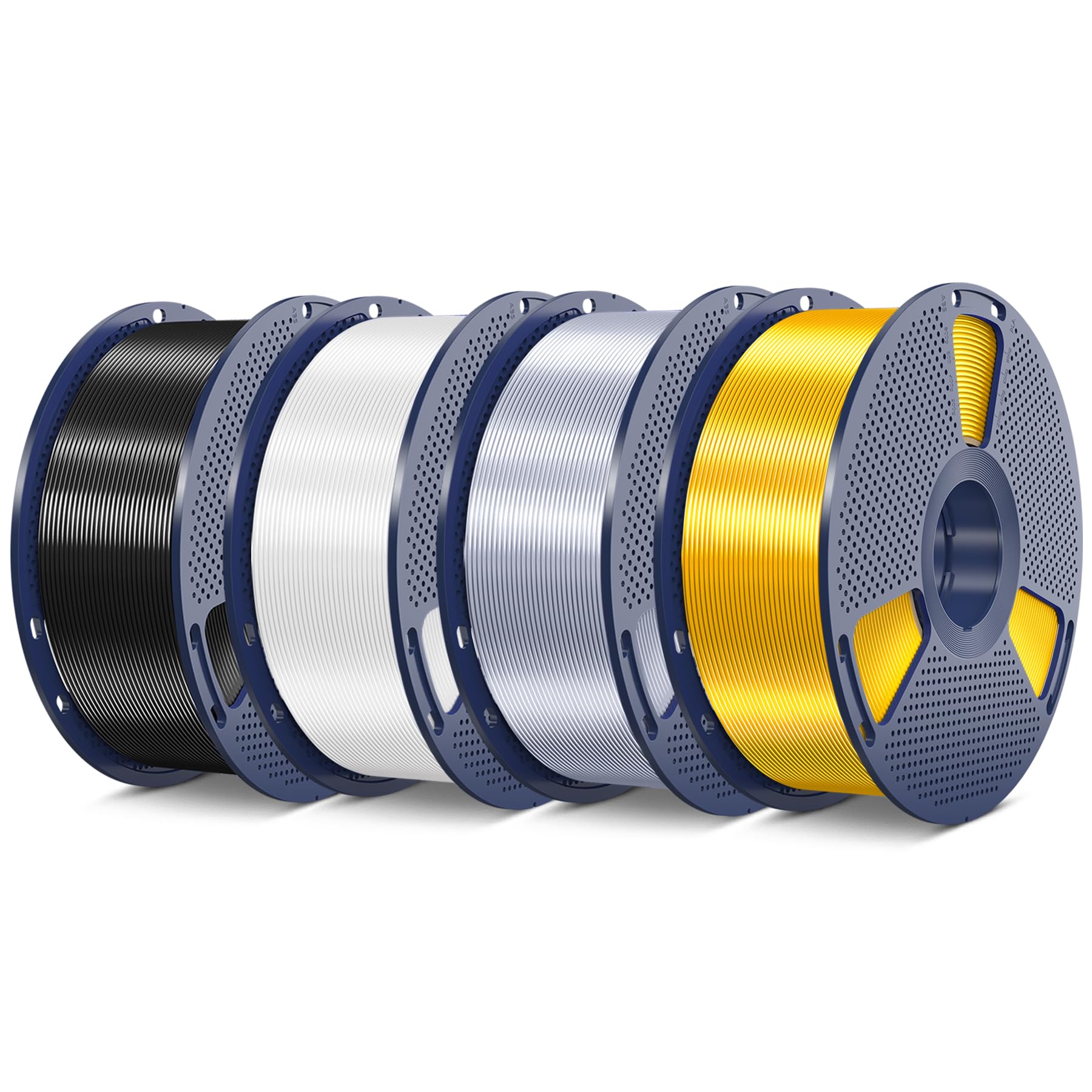 SUNLU Silk Pla Plus Filament 4KG Bundle, Light Gold+Silver+Black+White