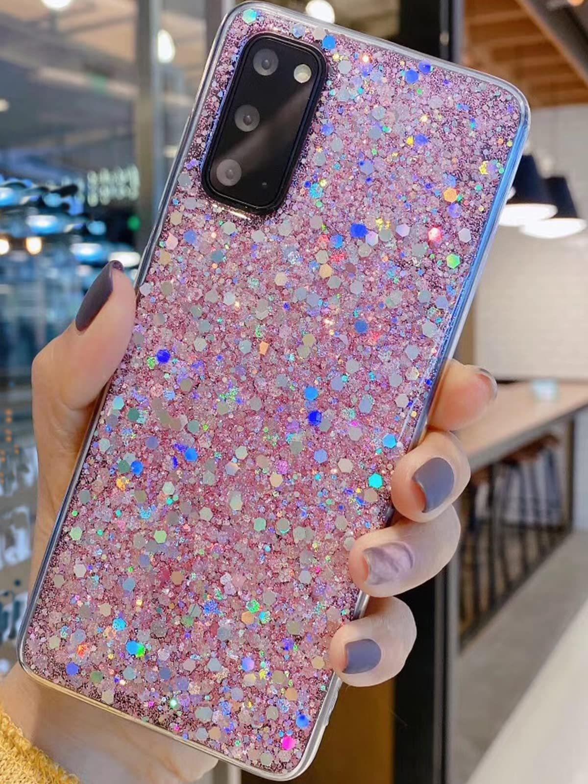 Winzizo Designed for Samsung Galaxy S22 Case, Glitter Sparkle Bling Women Girls Cases Cute Rubber Slim Phone Protective Cover for Galaxy S22 Case 5G