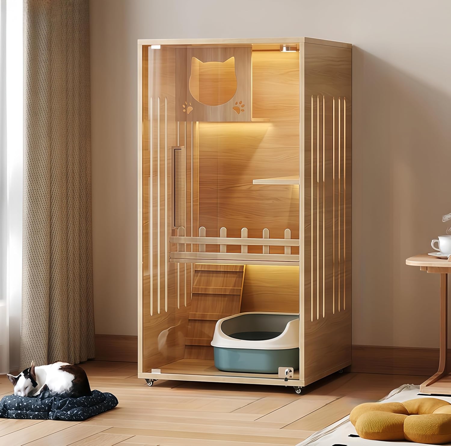 大切な家族に、もっと快適な空間を】TUIYIDUO 木製キャットケージのご