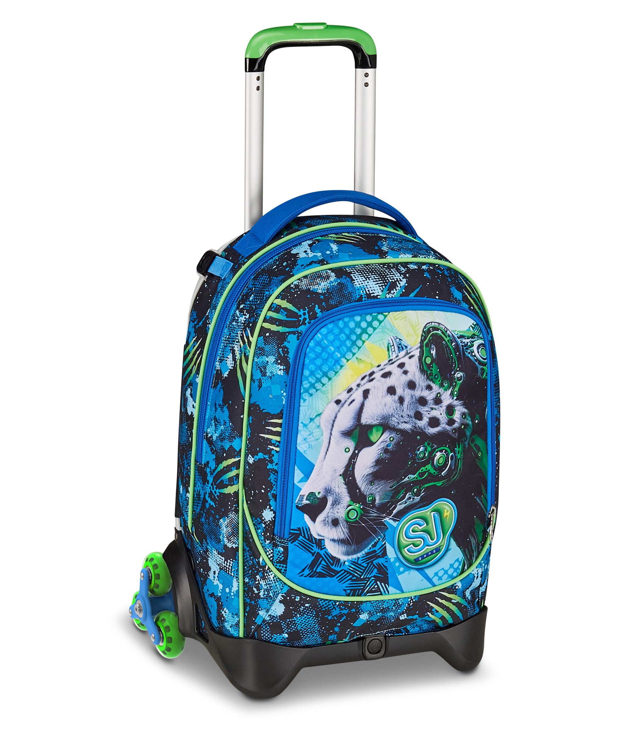 SJ GANG STYLE JAM GANG Trolley New Tech, 33 L, Triplo Uso, Zaino Sganciabile, Doppio Scomparto, Spallacci a Scomparsa, Tasca Porta Borraccia, Scuola e Tempo Libero, Turchese Fluo, Bambini, blu