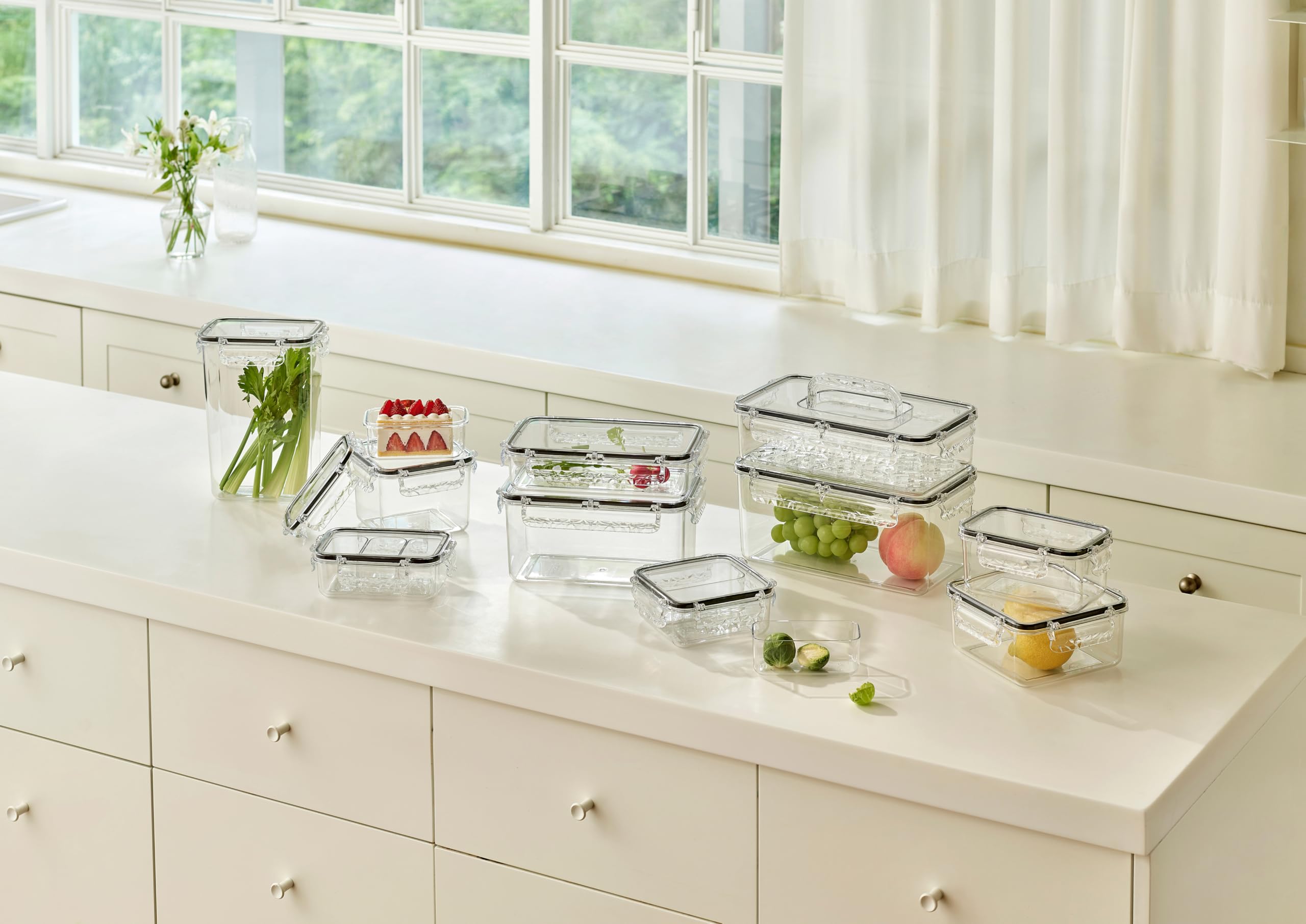 Crystal Lock Luftdichte Frischhaltedosen mit Deckel, Geschenkset, Neo M, BPA-frei, mikrowellen-, gefrier- und spülmaschinenfest, auslaufsicher, Küchen-, Kühlschrank-Organizer, Obstboxen (Neo