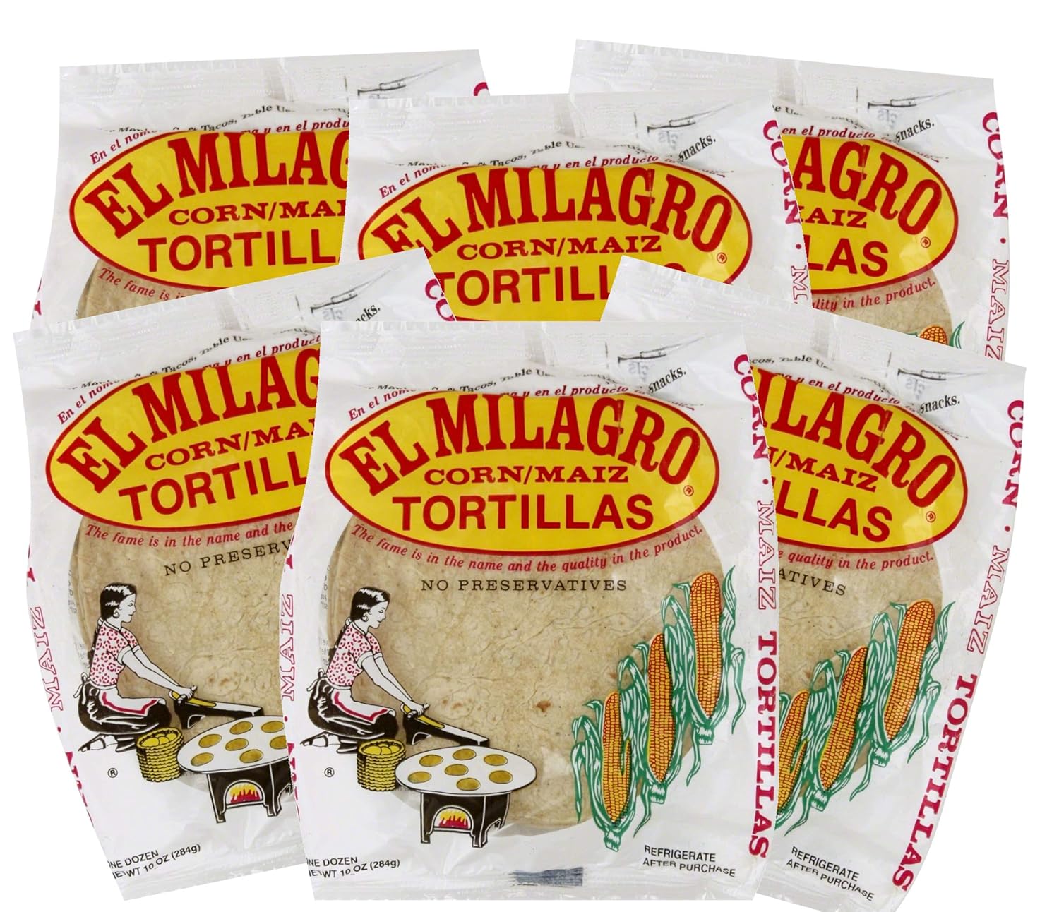 El Milagro Classic Natural Corn Tortillas - Soft Maiz for Tacos, Gluten-Free, Authentic Mexican Flavor, 6 Pack