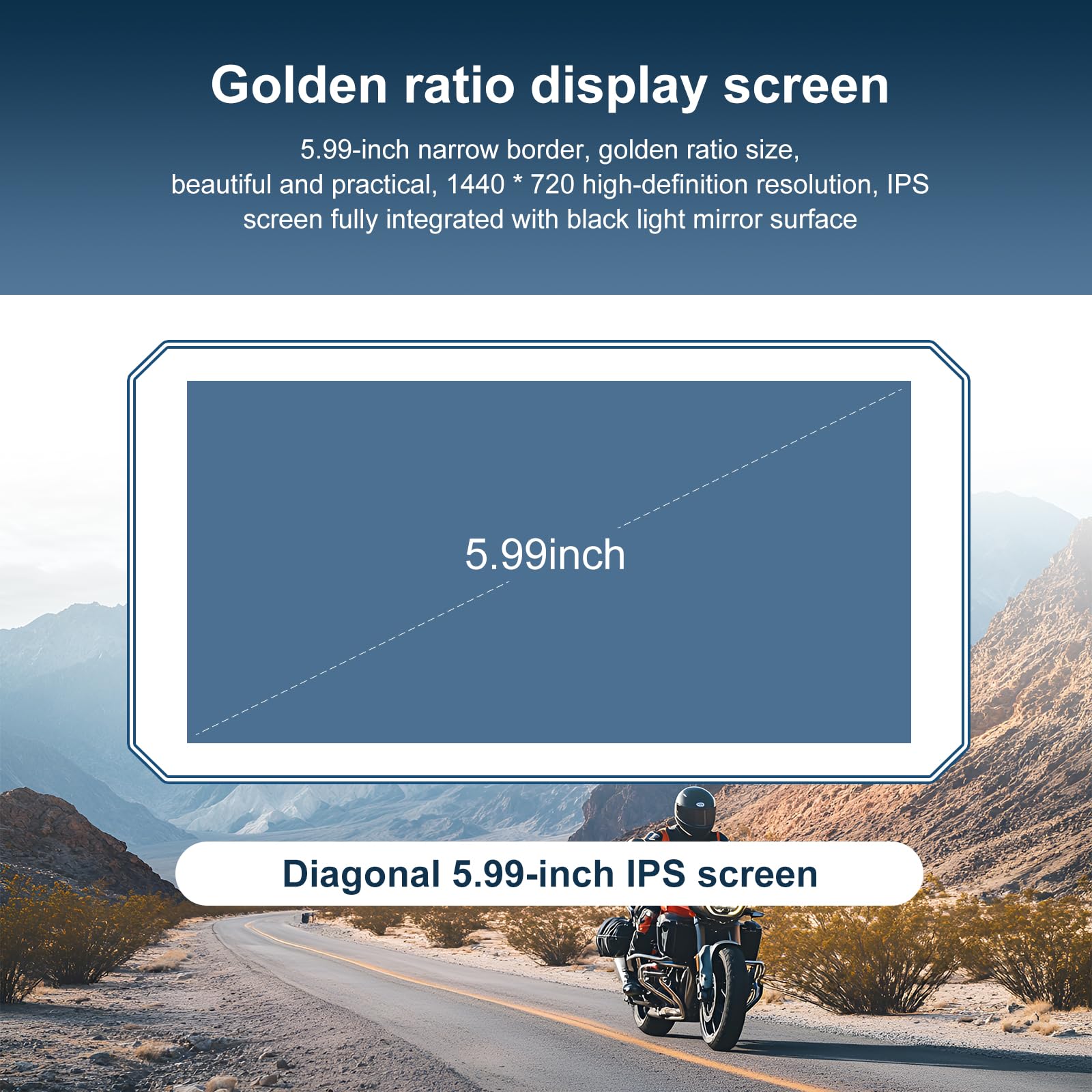 Navigatore Moto CarPlay 6 Pollici Schermo Senza Fili Android Auto GPS Impermeabile IP67 64GB