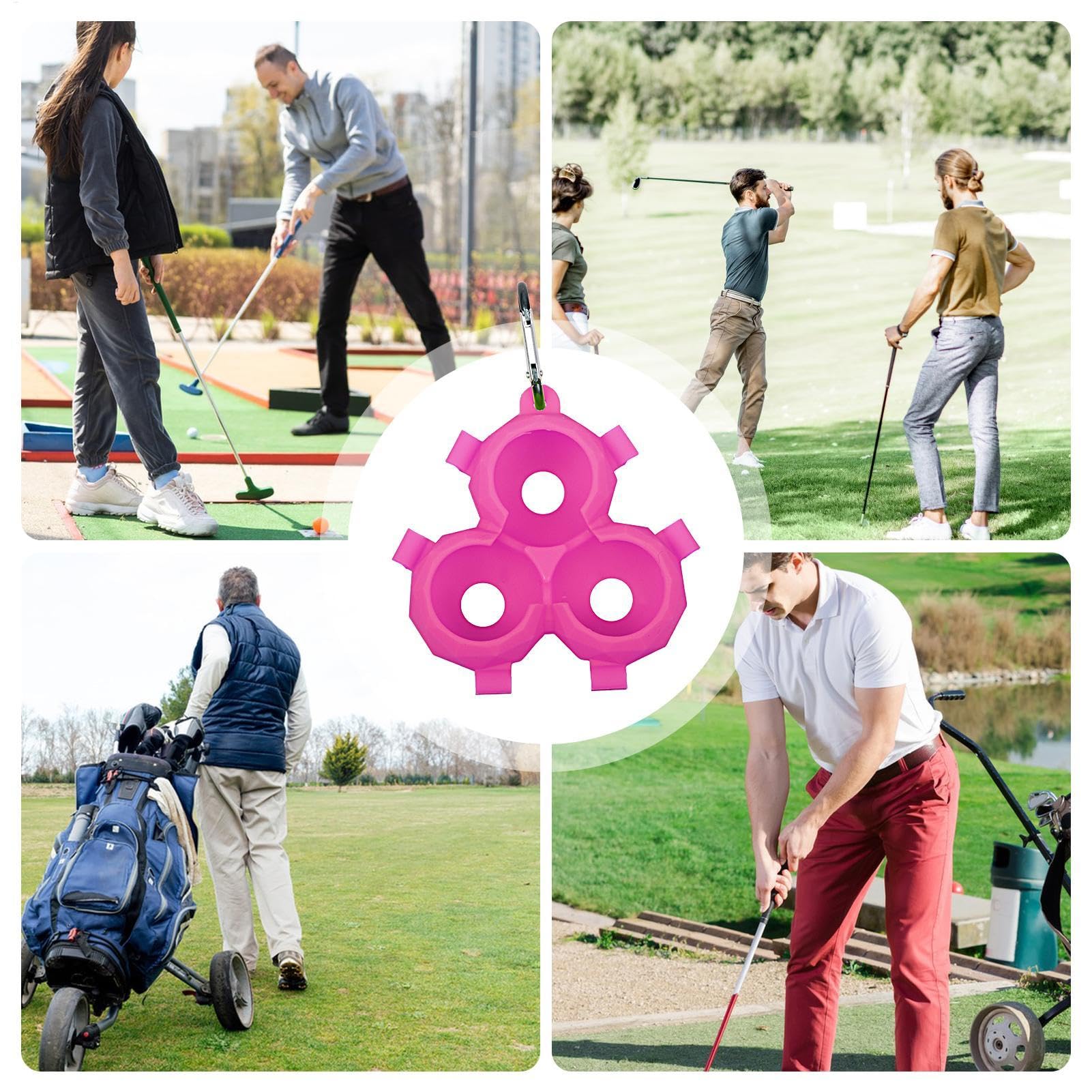 Support pour balles de golf, housse en silicone pour 3 balles, accessoire de golf portable, lilas