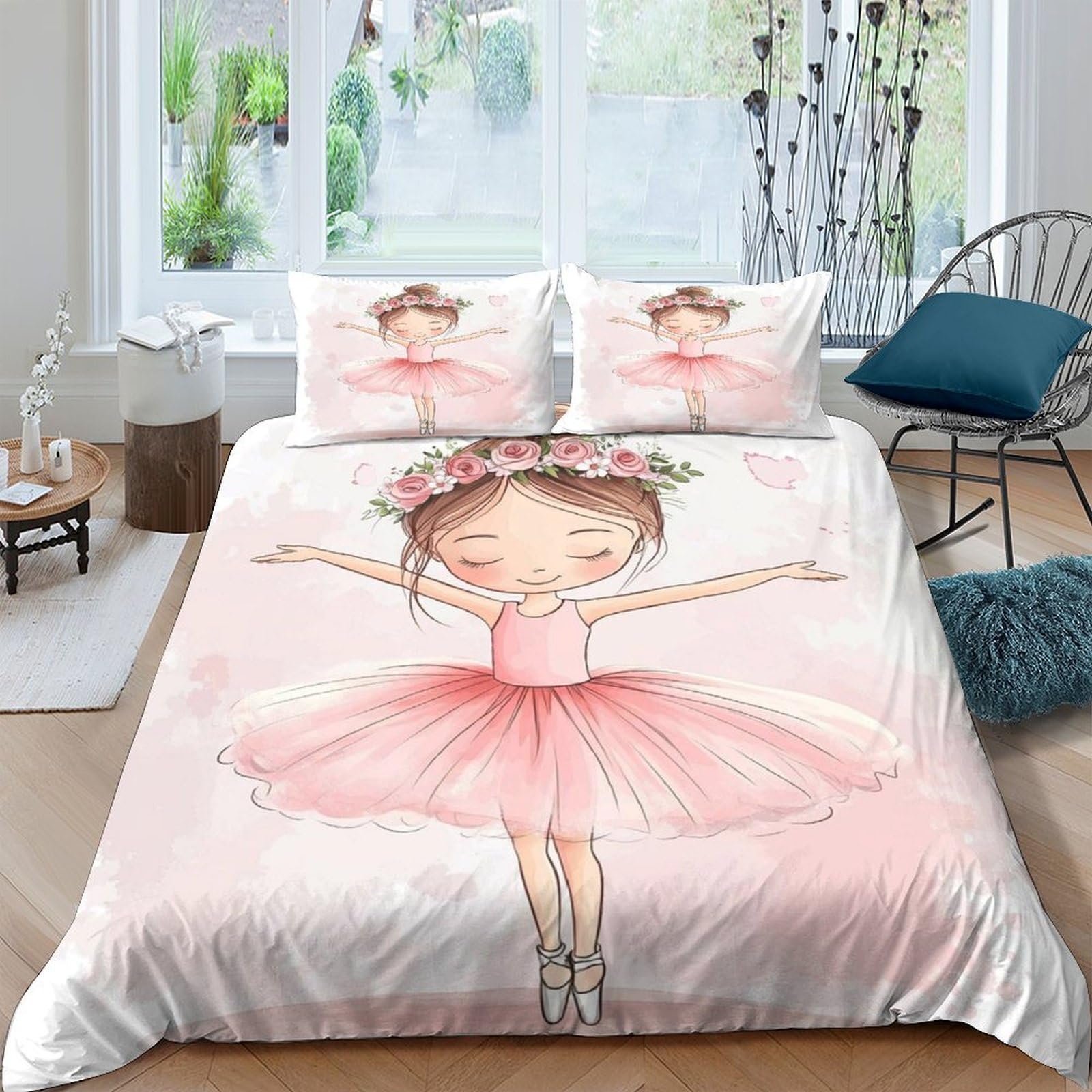 Ctjqhvkz Girls Style-6 3D Printed Ballet Fitted Sheet Microfiber Pink Ballerina Bed Cover For Bedroom Dorm Easy Care Decor Single（135X200cm）