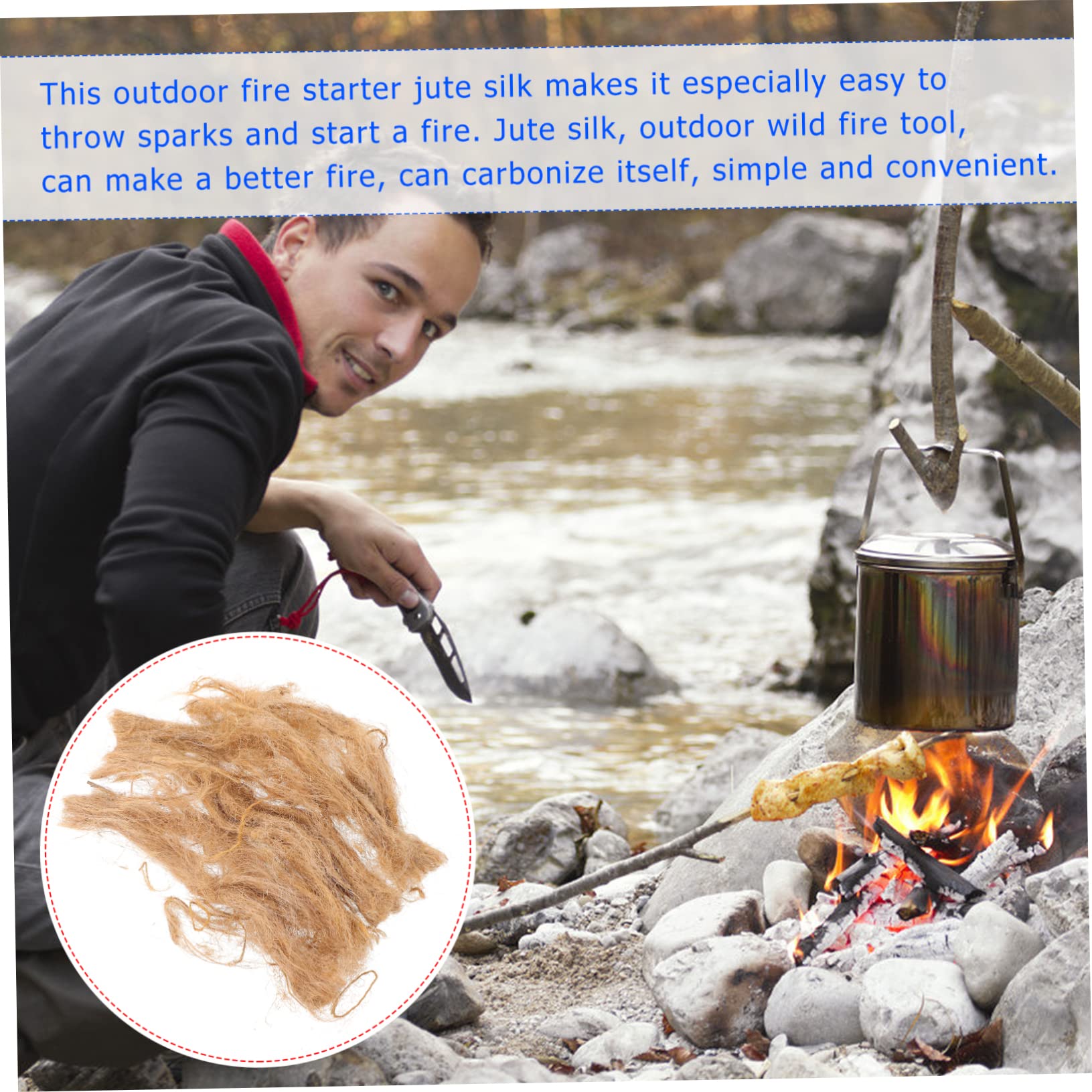 ARTSEWPLY 2packs Outdoor Fire Starter Tools Jute Silk Lighter Kit for Camping and Hiking Weather-Resistant Outdoor Survival Supply Easy to Use for Beginners and Professionals