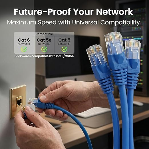 GEARit Cable de Red Cat6 10 Pack x 10 pies Azul 10Gbps 550MHz miniatura 9
