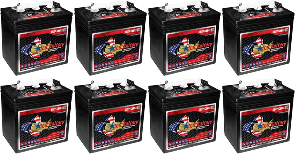 Set of 8 | US Battery US1800XC2 6 Volt 208Ah Deep Cycle Golf Cart, Solar, Marine, RV & Industrial Use Battery | BCI Group GC2 ~ Replaces T-605 T605 | T-105 T105