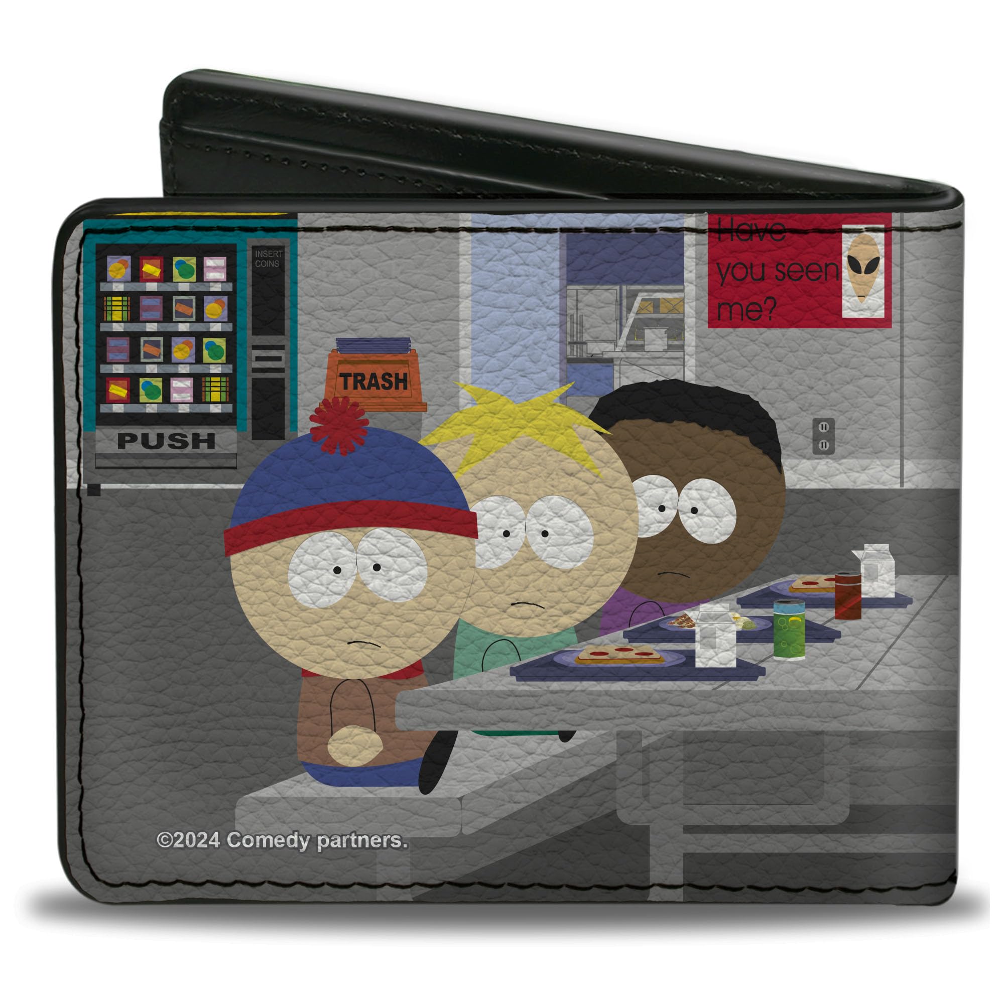 Comedy Central Wallet, Bifold, South Park Boys Group Cafeteria Table Scene, Vegan Leather