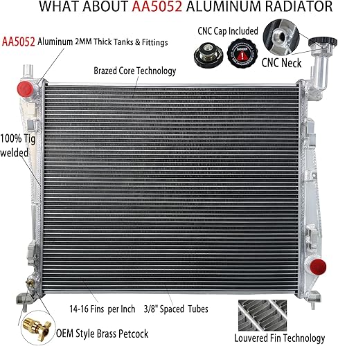 Miniatura 3 de Todos los radiadores de aluminio para Jeep Grand Cherokee Dodge Durango 3.6L V6 5.7L V8, 2 hileras de 2 filas