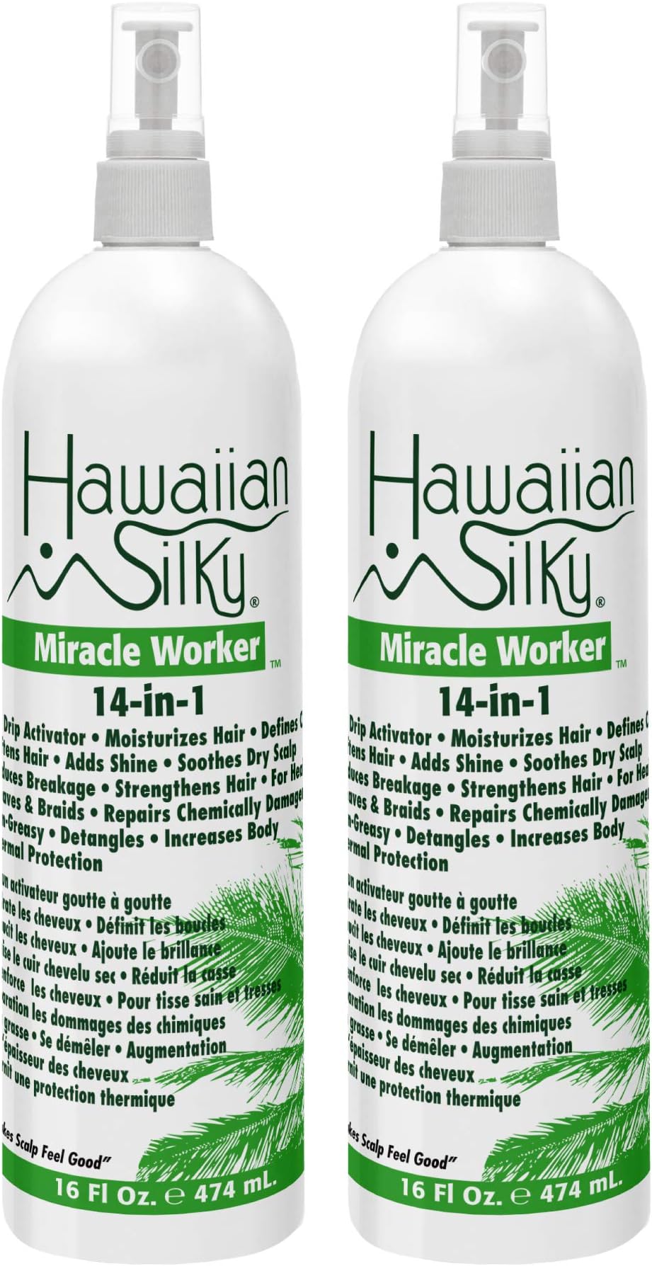 Hawaiian Silky 14-in-1 Miracle Worker 16 oz, Keratin Leave-In Conditioner (Pack of 2)