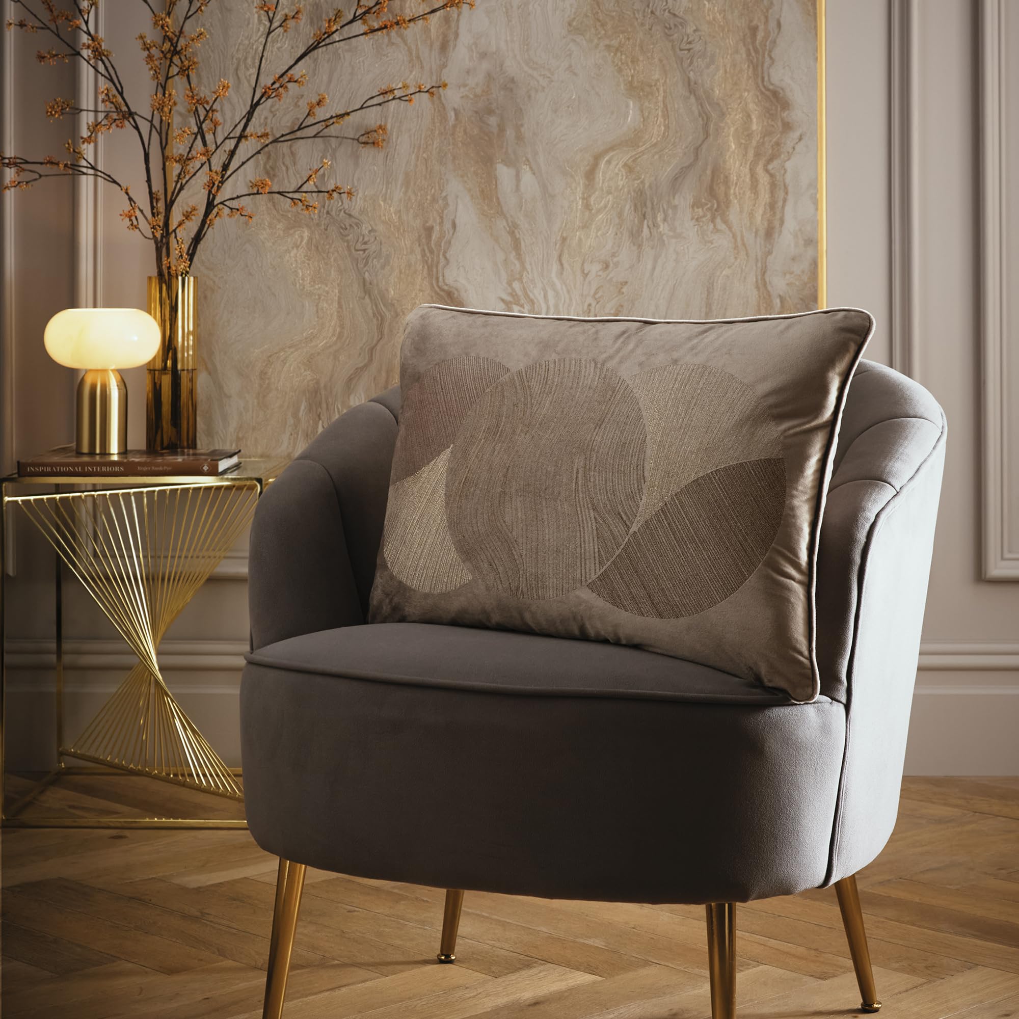 Laurence Llewelyn-Bowen Unisex Taupe 'Venus Desire' Velvet Filled Cushion In 40Cm X 60Cm