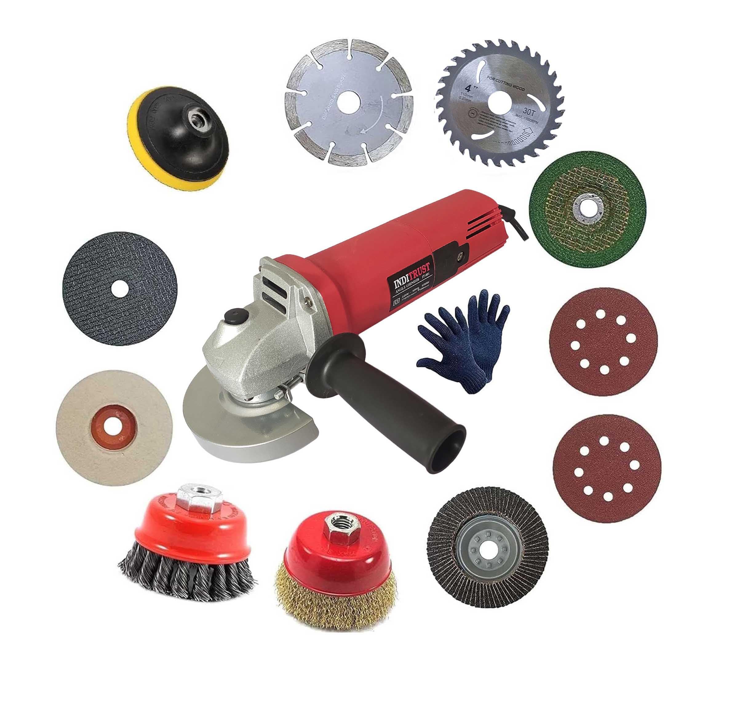 Inditrust WITH 3 MONTHS WARRANTY 950W Multi Use Powerful Grinder With 1Pair Gloves and 11pc Multi type wheel Combo Angle Grinder (100 mm Wheel Diameter) 100% Copper Winding (RED) (B0DBQWSF4L) Amazon Price History, Amazon Price Tracker