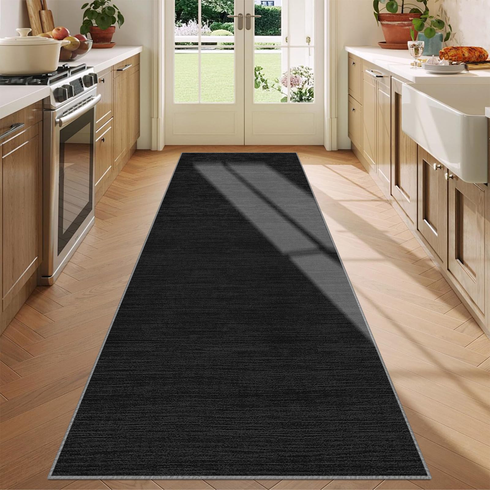 Laegnfho Very Long Hallway Hall Runner Carpet Runner Rug Non Slip Machine Washable Narrow Rugs Corridor Runners Heavy Duty Entrance Mat Kitchen Runners for Living Room Entryway Bedroom 50 x 220 cm
