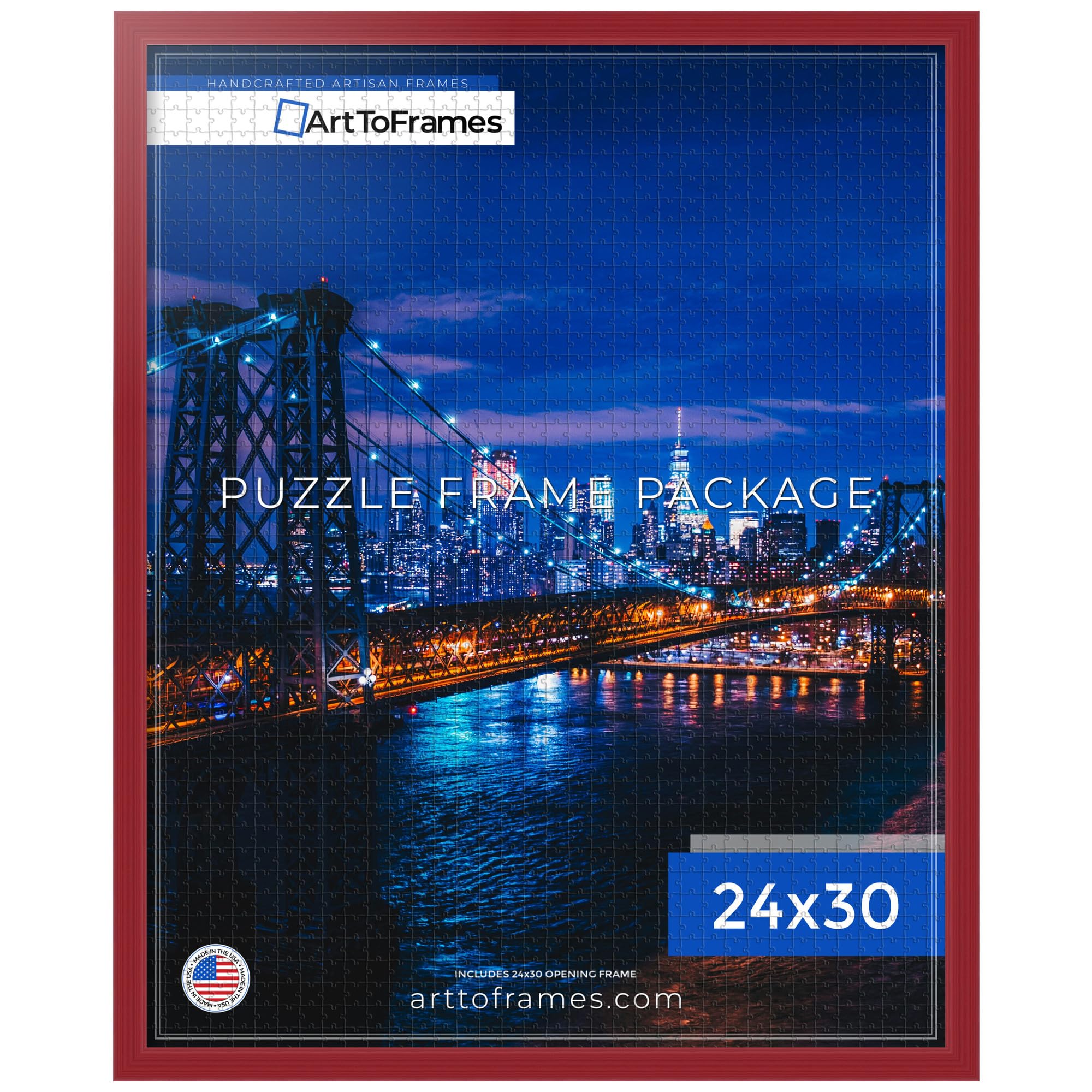 ArtToFrames 24x30 INCH/61x76.2 CM Red Frame for 1000 Piece Puzzles.This 1.00 Inch Custom Wood Puzzle Frame is Red - Comes with Economy Acrylic (