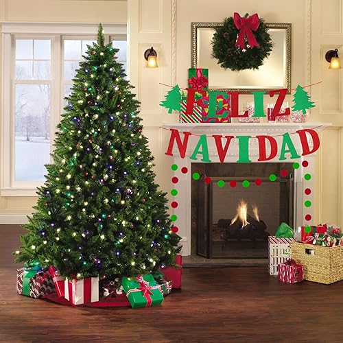 Miniatura 4 de Cartel de Navidad con purpurina roja y verde mexicana, guirnalda de Navidad, decoraciones de Feliz Navidad para el hogar, fiesta de Navidad, mantel