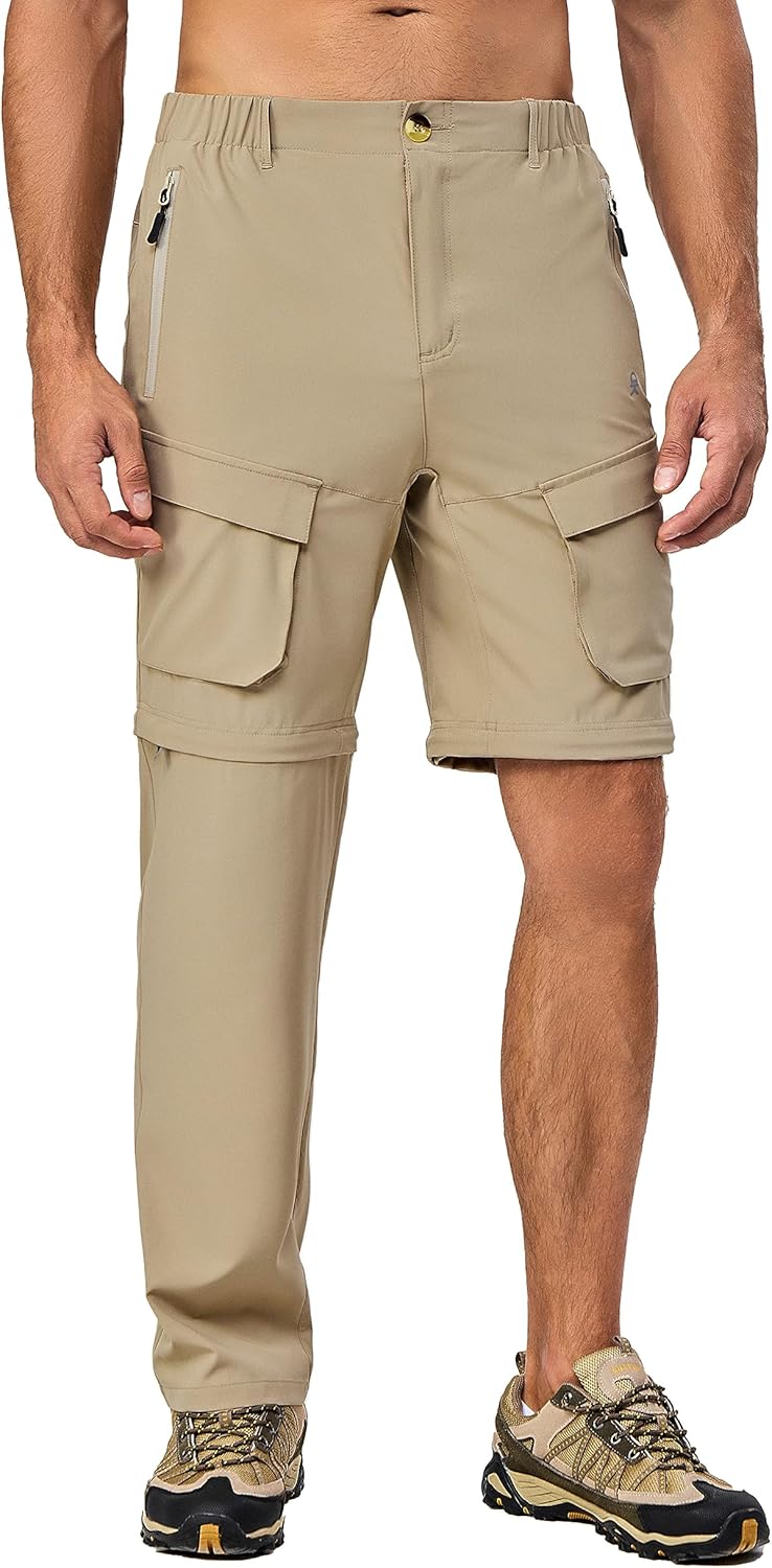 Little Donkey Andy Men's Quick Dry Zip Off Convertible Pants Elastic Lightweight Hiking Travel Golf