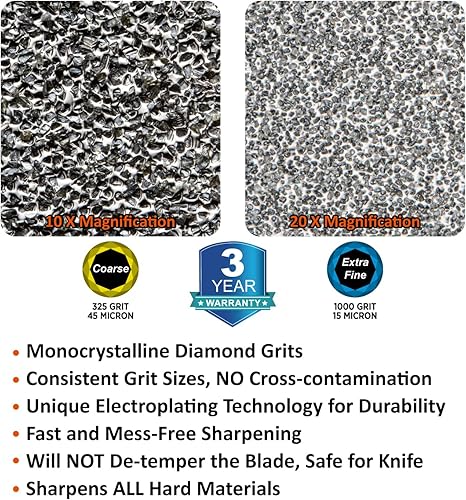 Miniatura 4 de 198H-SPK - Afilador de cuchillos eléctrico profesional, versátil de 3 etapas, ruedas de diamante monocristalino, protección contra