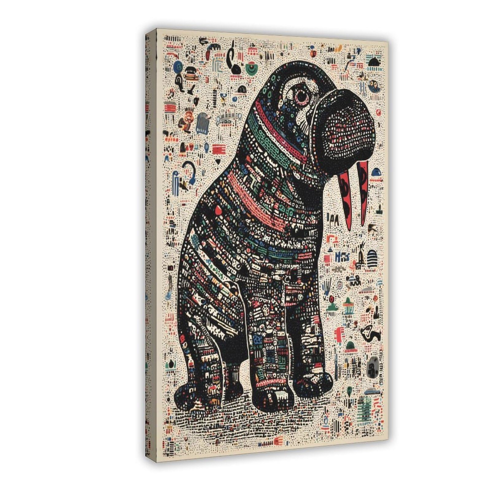 Ywtjax Frame-Style Abstract Walrus Poster Canvas Poster For Living Room Decor Gift