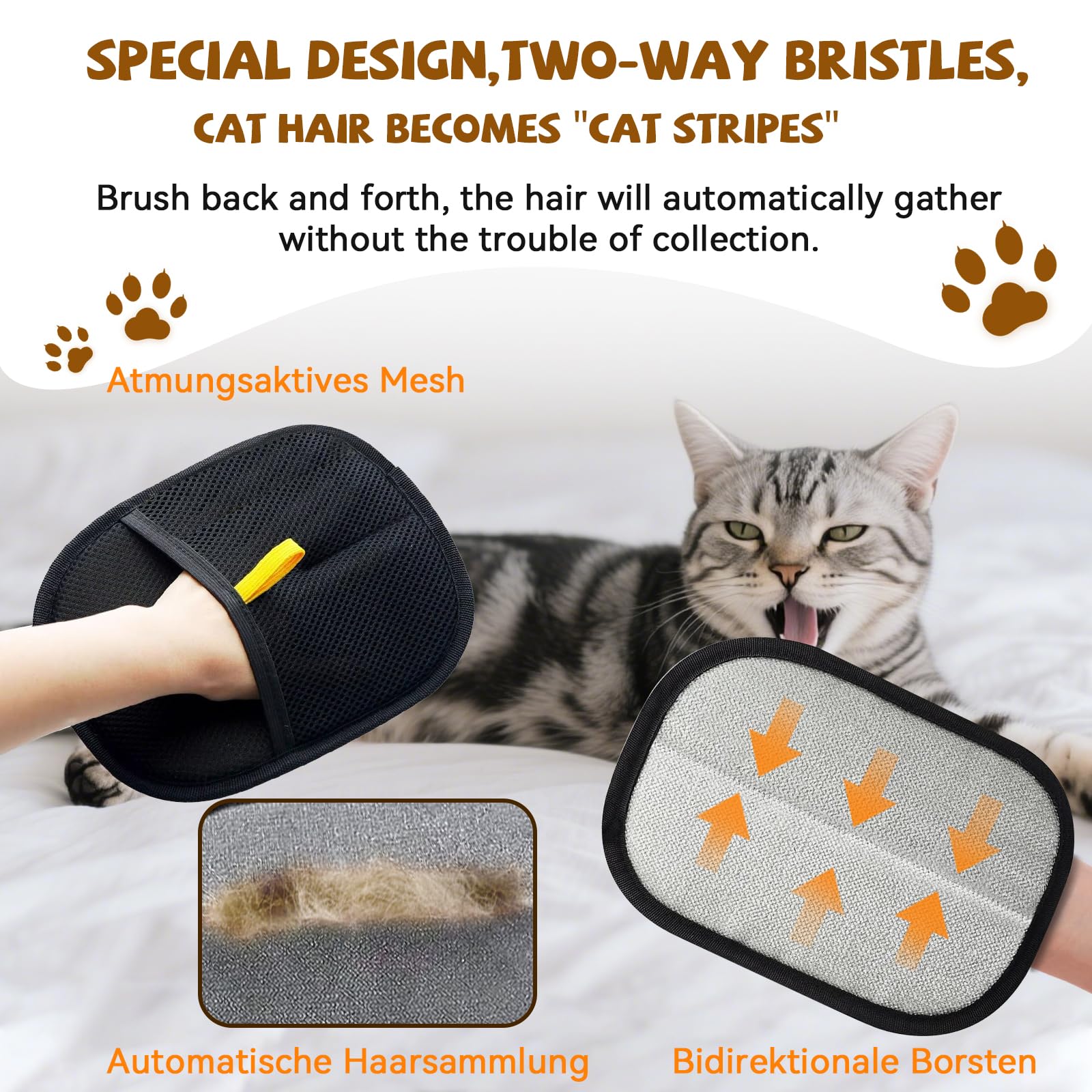 Pack of 2 Electrostatic Hair Removal Gloves 2025 Pet Hair Remover Gloves, Reusable Fur Magnetic Glove for Dogs Cats - Image 3