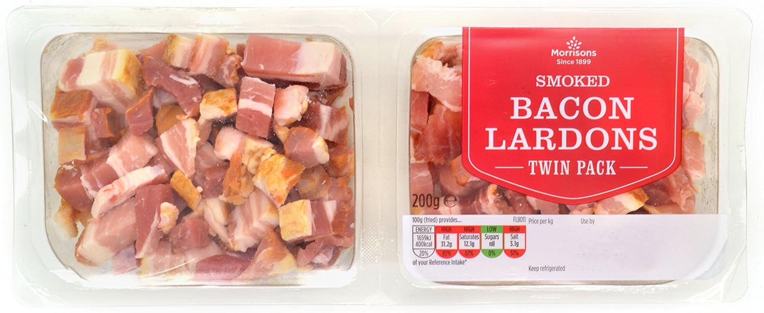 Morrisons Smoked Bacon Lardons Twin Pack, 200g Amazon.co.uk Grocery