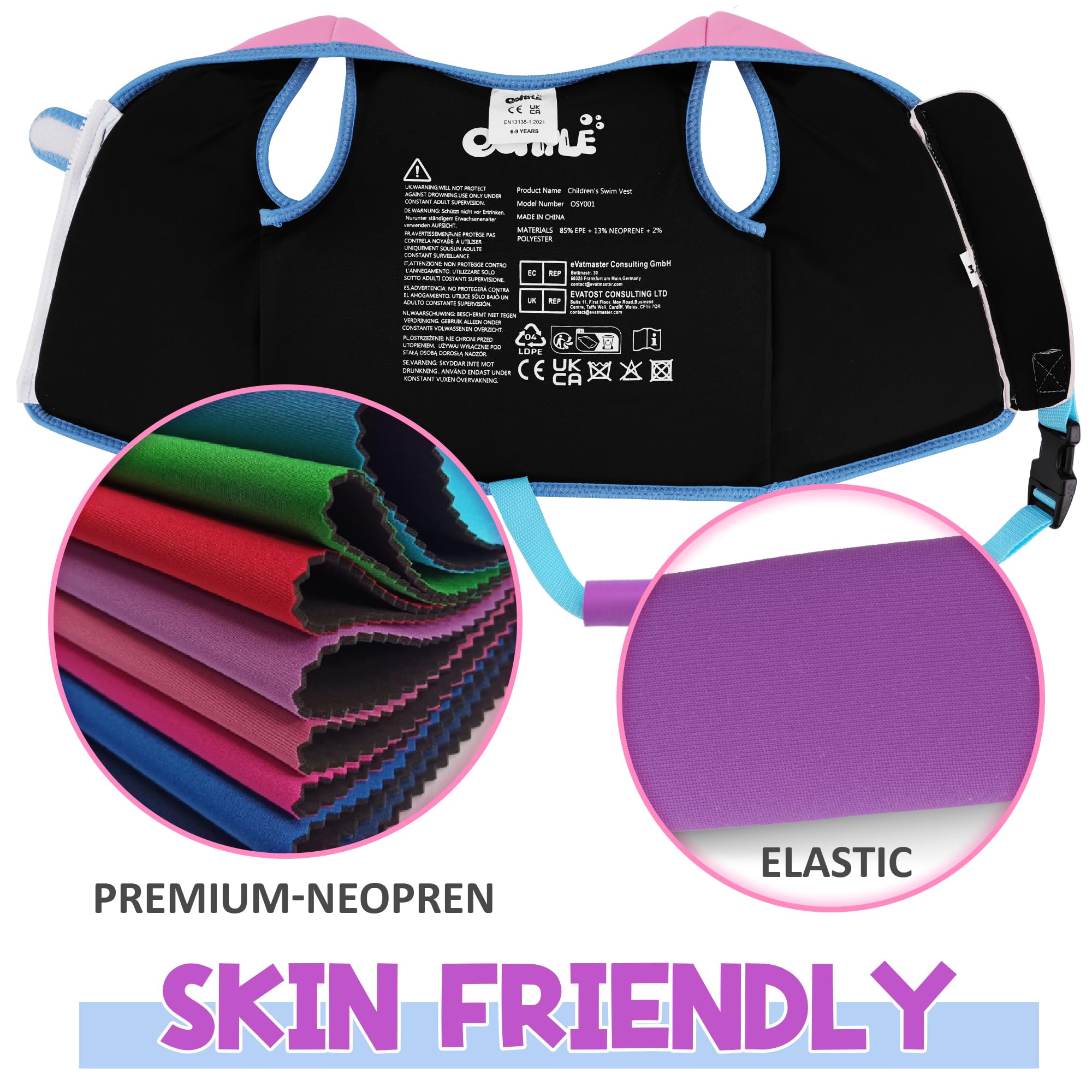 OSHYLE Giubbotto da Nuoto in Neoprene per Bambini - Aiuto Ideale per Il galleggiamento per Bambini